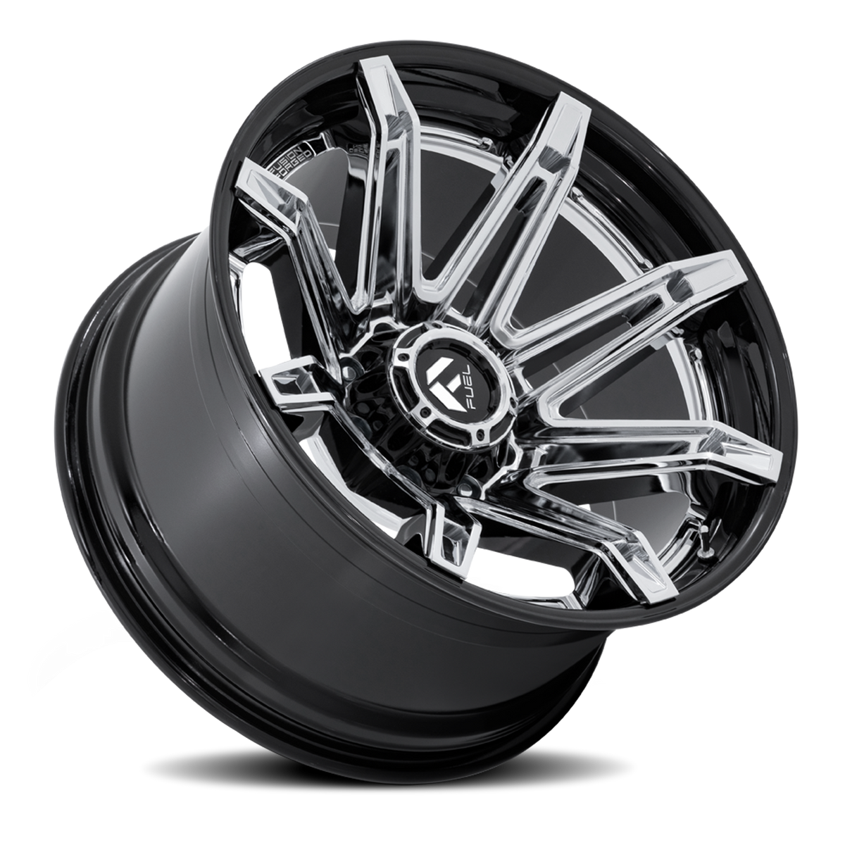 Aluminum Wheels 22X12 Brawl FC401PB 6 On 139.7 Chrome/Gloss Black Lip 106.1 Bore -44 Offset Fuel Off Road Wheels