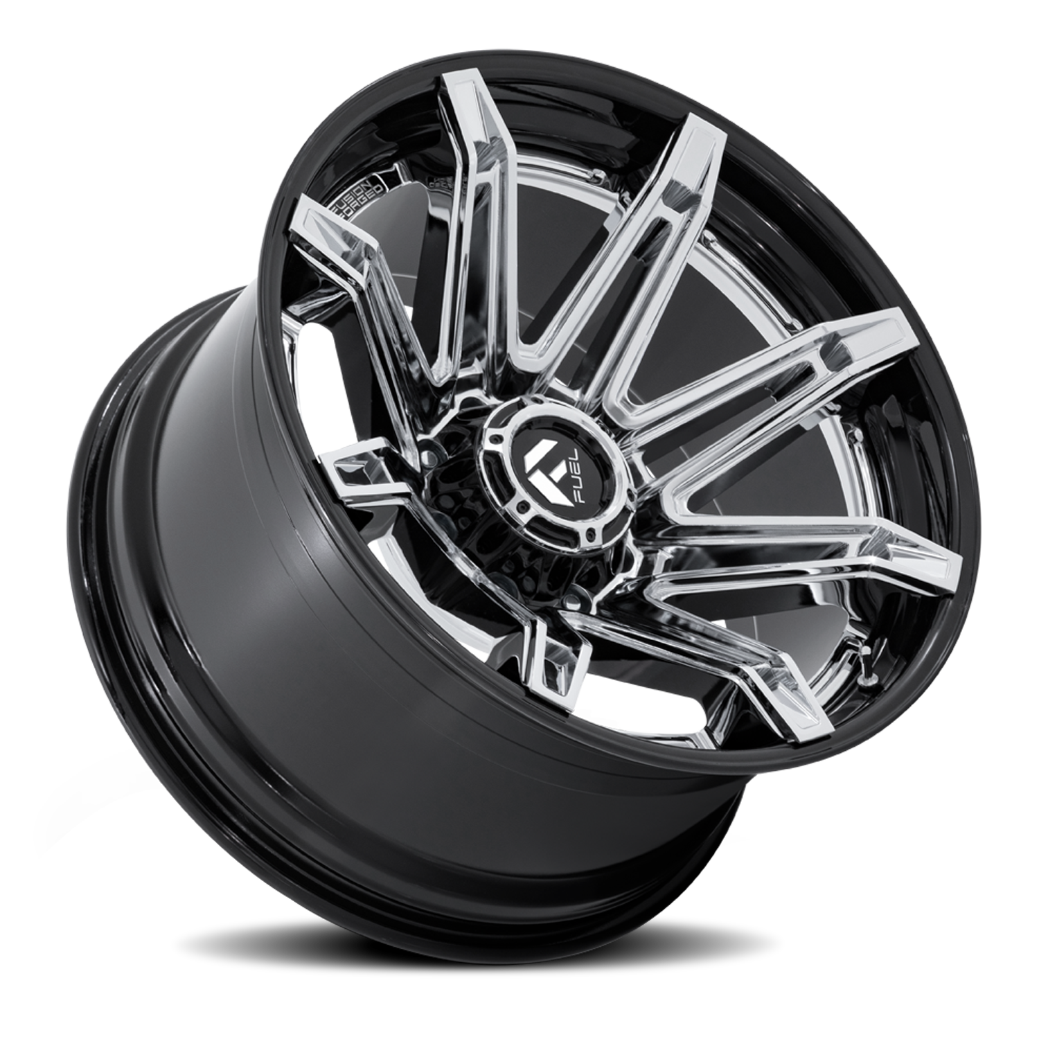 Aluminum Wheels 22X12 Brawl FC401PB 8 On 170 Chrome/Gloss Black Lip 125.1 Bore -44 Offset Fuel Off Road Wheels