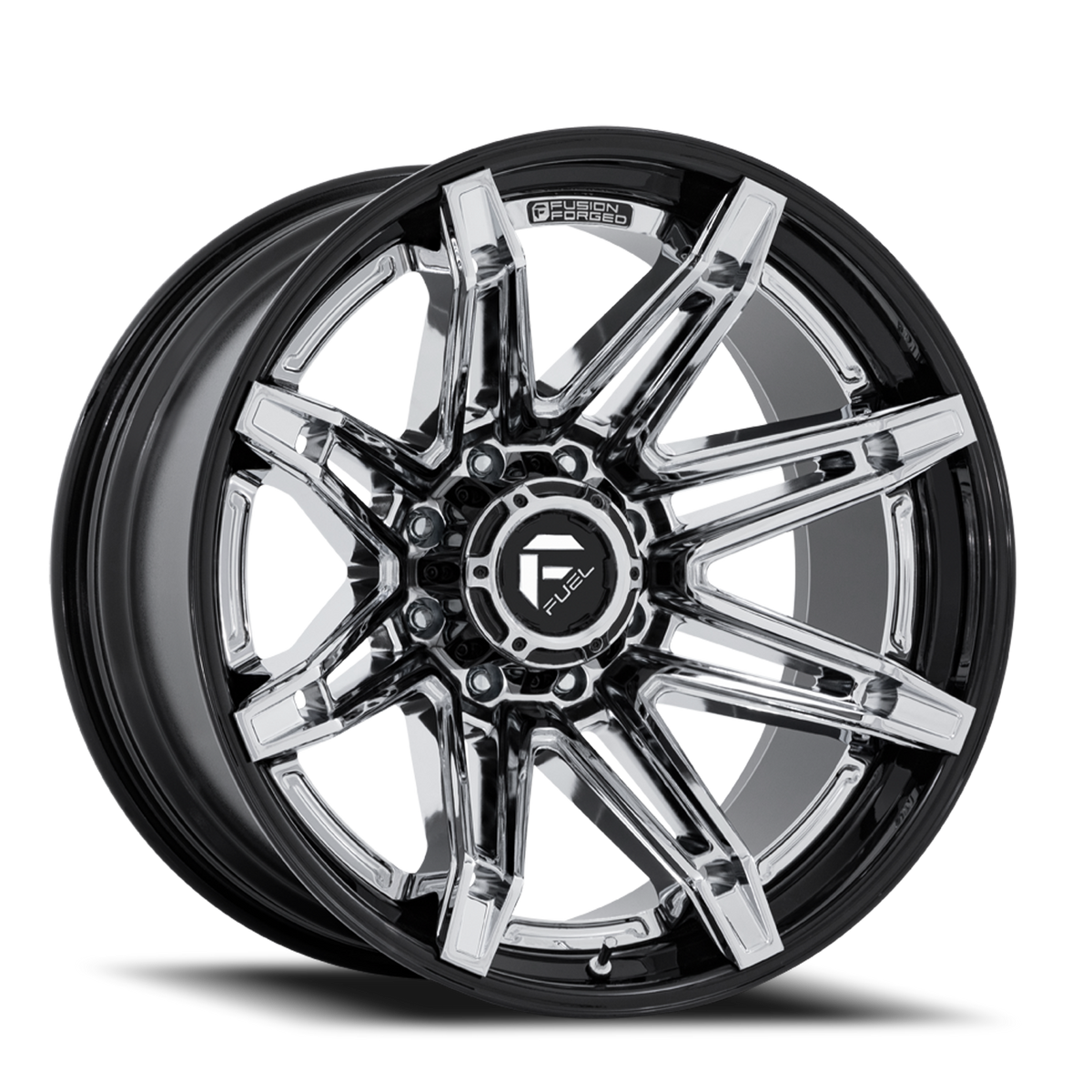 Aluminum Wheels 24X12 Brawl FC401PB 8 On 180 Chrome/Gloss Black Lip 124.2 Bore -44 Offset Fuel Off Road Wheels