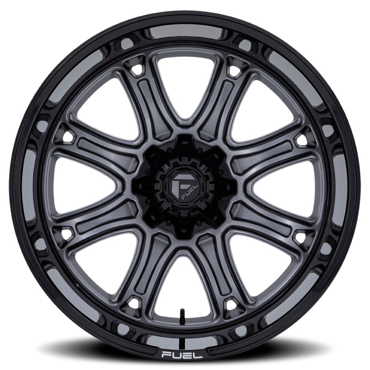 Aluminum Wheels 22X10 Darkstar FC853AB 8 On 170 Matte Gunmetal Gray/Black Lip 125.1 Bore 10 Offset Fuel Off Road Wheels
