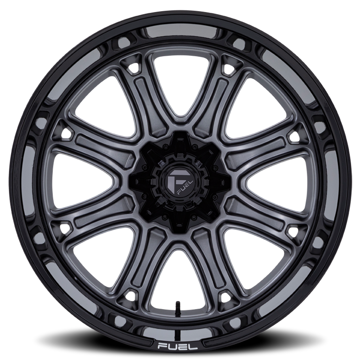 Aluminum Wheels 22X10 Darkstar FC853AB 8 On 180 Matte Gunmetal Gray/Black Lip 124.2 Bore 10 Offset Fuel Off Road Wheels
