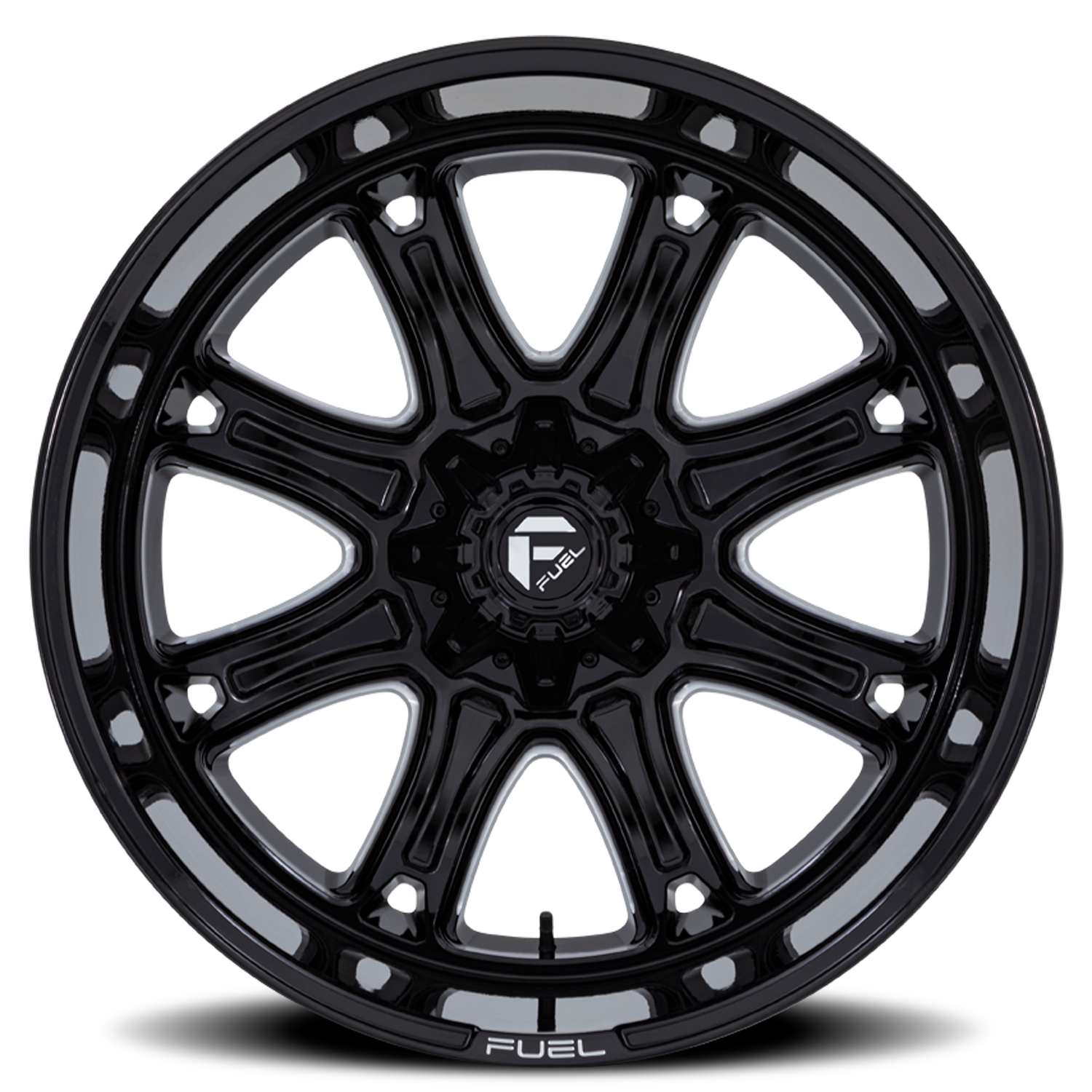 Aluminum Wheels 20X9 Darkstar FC853BE 8 On 180 Gloss Black Milled 124.2 Bore 1 Offset Fuel Off Road Wheels