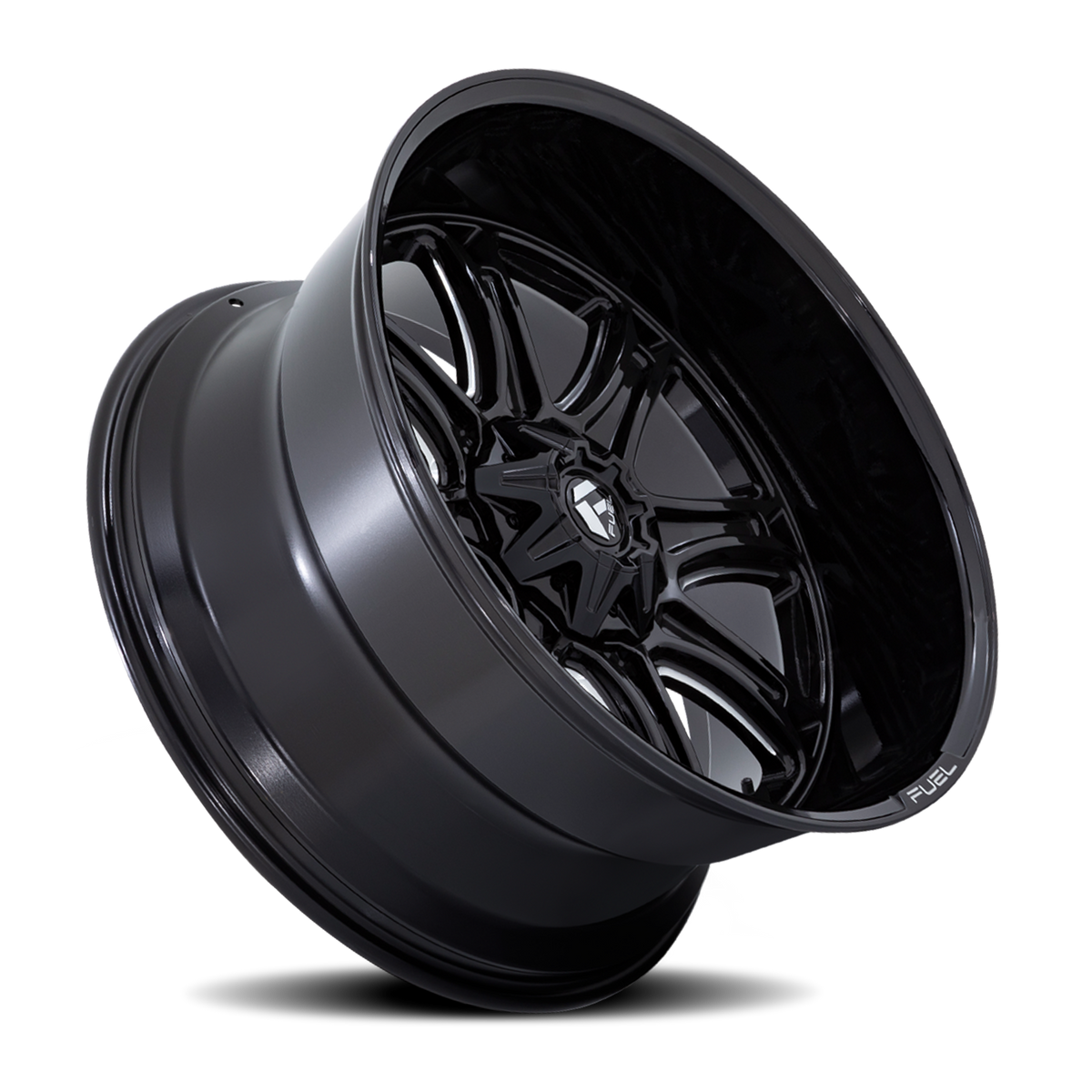 Aluminum Wheels 22X9 Darkstar FC853BE 8 On 180 Gloss Black Milled 124.2 Bore 1 Offset Fuel Off Road Wheels