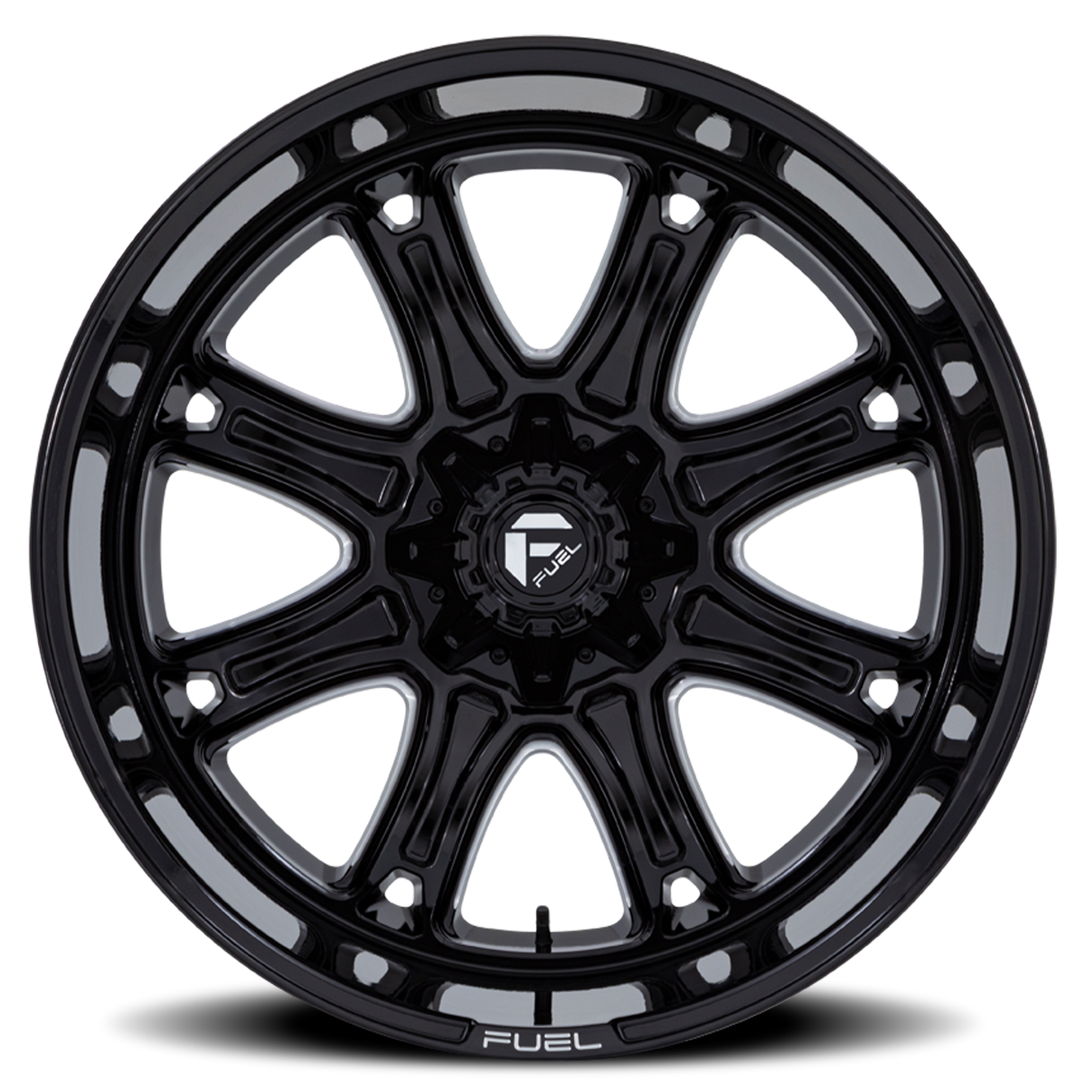 Aluminum Wheels 22X9 Darkstar FC853BE 8 On 180 Gloss Black Milled 124.2 Bore 1 Offset Fuel Off Road Wheels