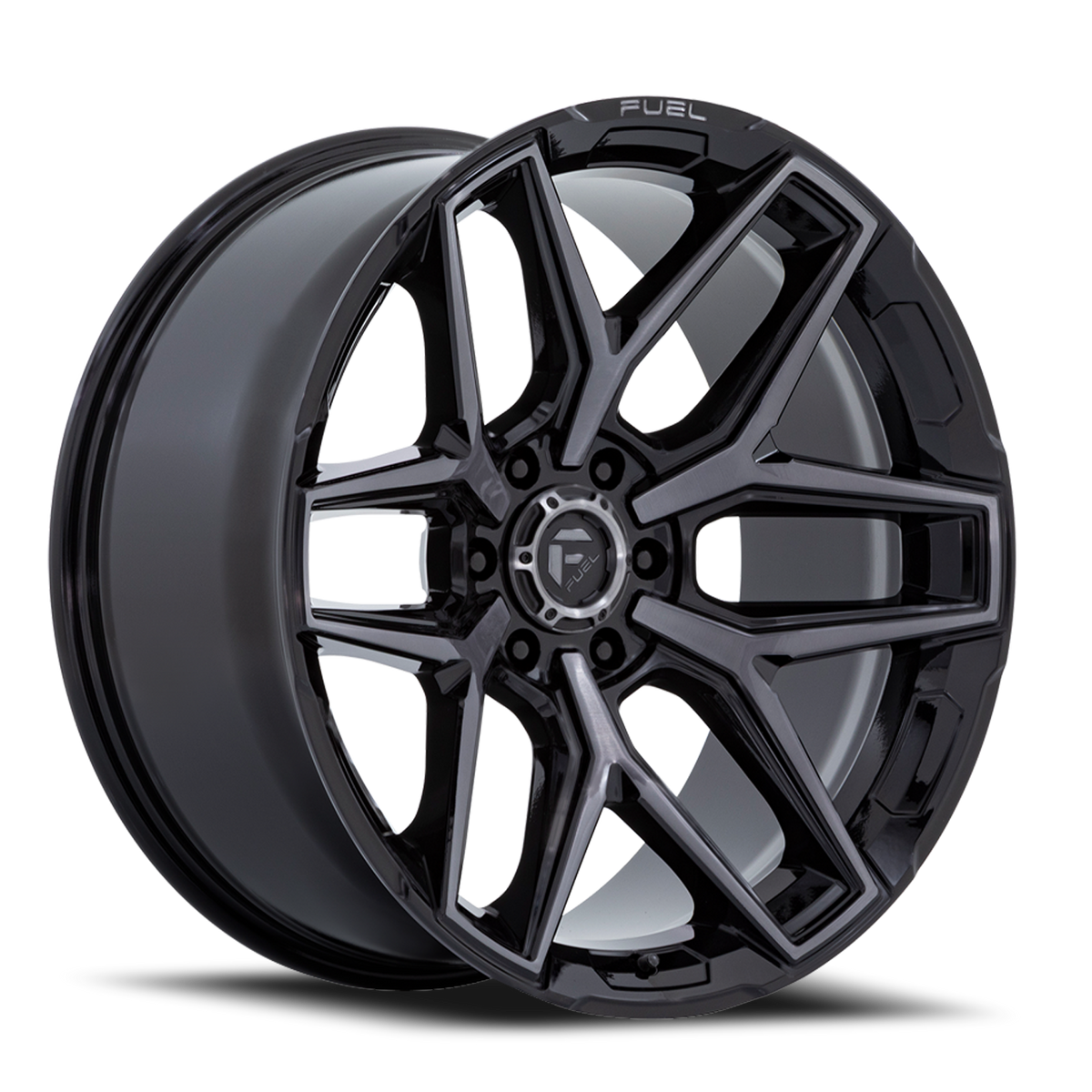 Aluminum Wheels 20X9 Flux 6 FC854BT 6 On 135 Gloss Black Brushed Gray Tint 87.1 Bore 20 Offset Fuel Off Road Wheels