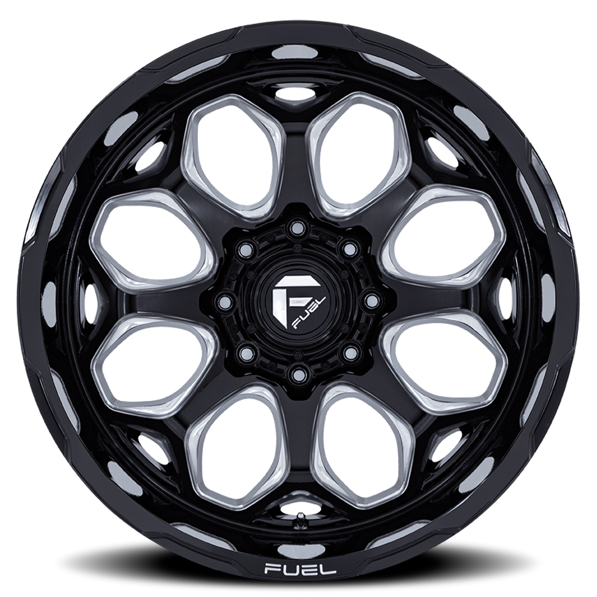 Aluminum Wheels 20X9 Scepter FC862 BE 8 On 170 Gloss Black Milled 125.1 Bore 1 Offset Fuel Off Road Wheels