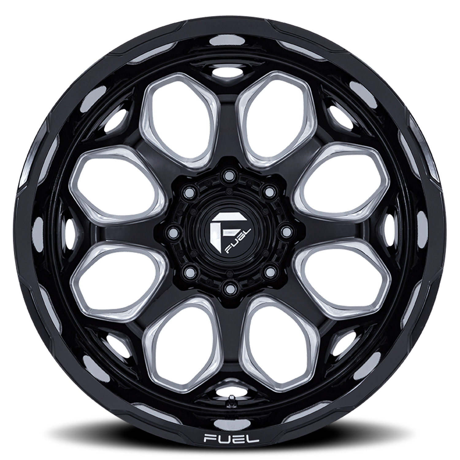 Aluminum Wheels 22X12 Scepter FC862 BE 6 On 135 Gloss Black Milled 87.1 Bore -44 Offset Fuel Off Road Wheels