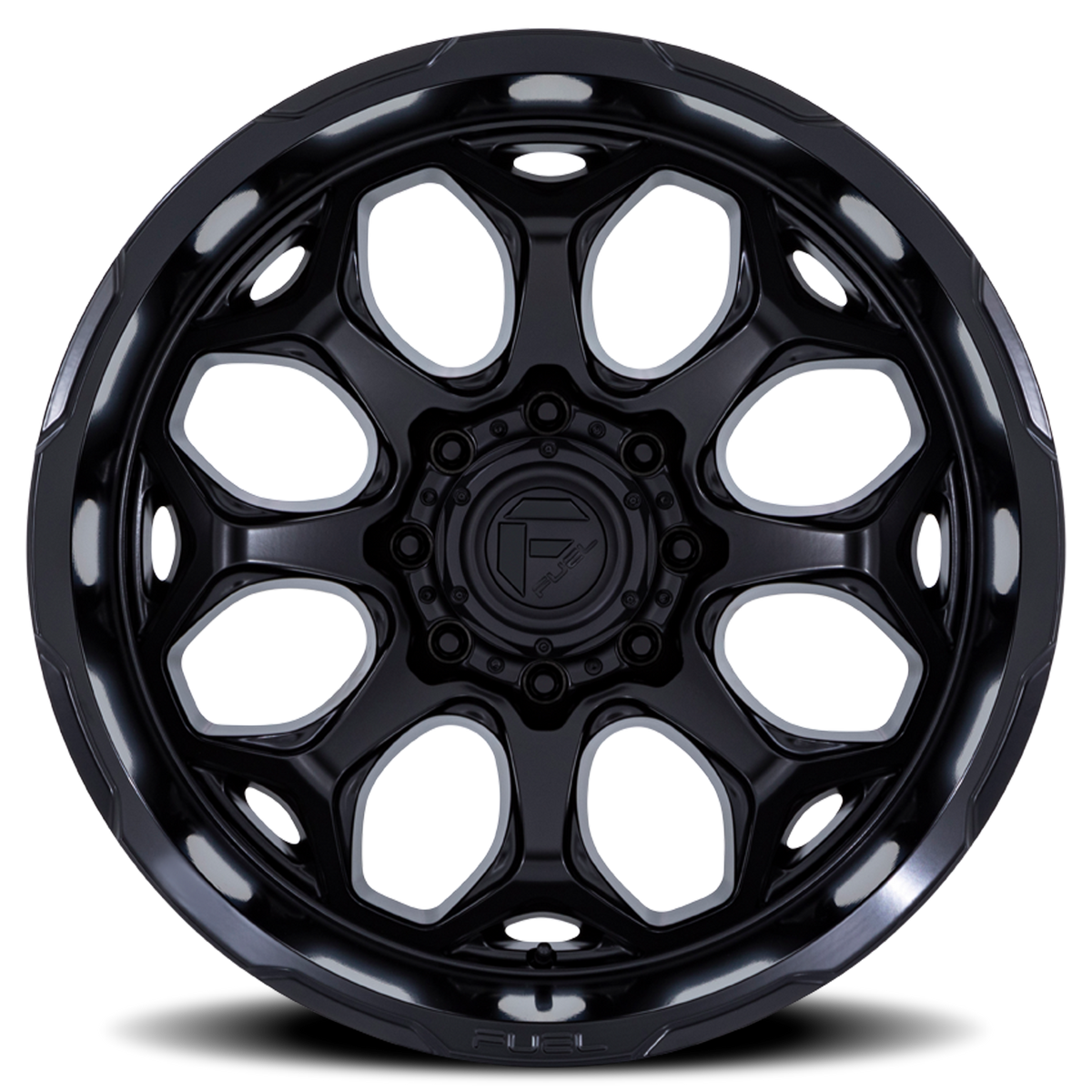 Aluminum Wheels 22X12 Scepter FC862 MX 6 On 135 Blackout 87.1 Bore -44 Offset Fuel Off Road Wheels