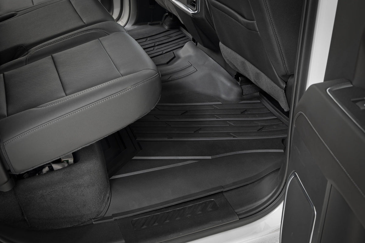 Flex-Fit Floor Mats FR & RR FR Bucket Crew Silverado/Sierra 1500/2500HD/3500HD (19-26) Rough Country