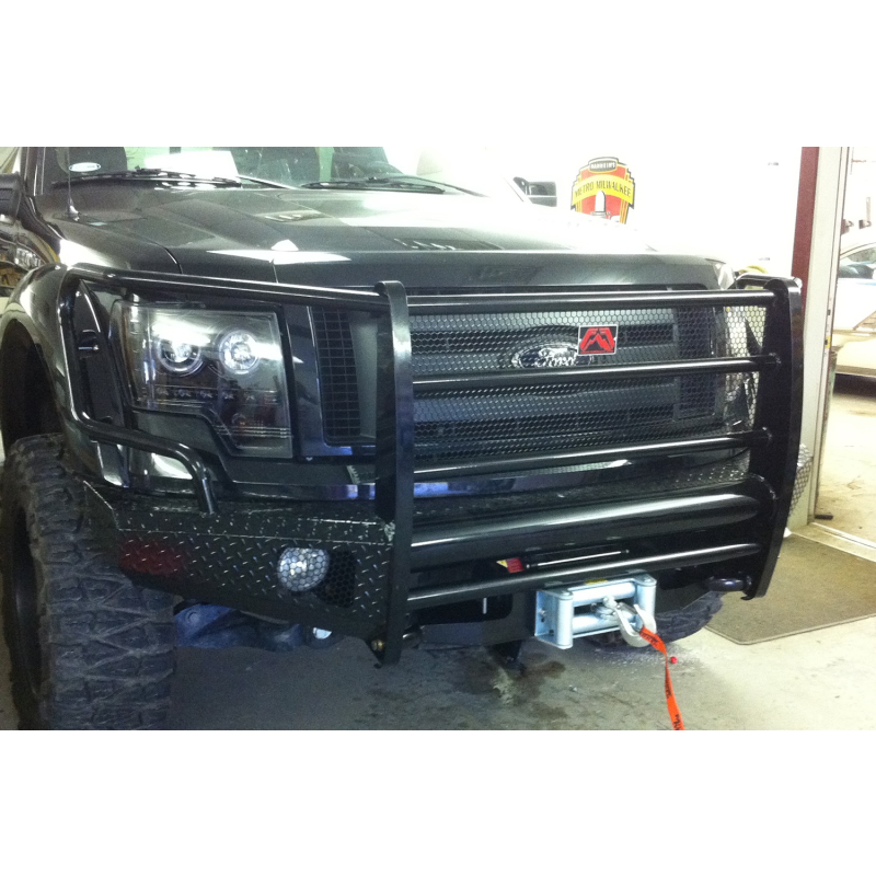 Fab Fours Black Steel Front Ranch Bumper w/ Grille Guard Model FF09-K1960-1