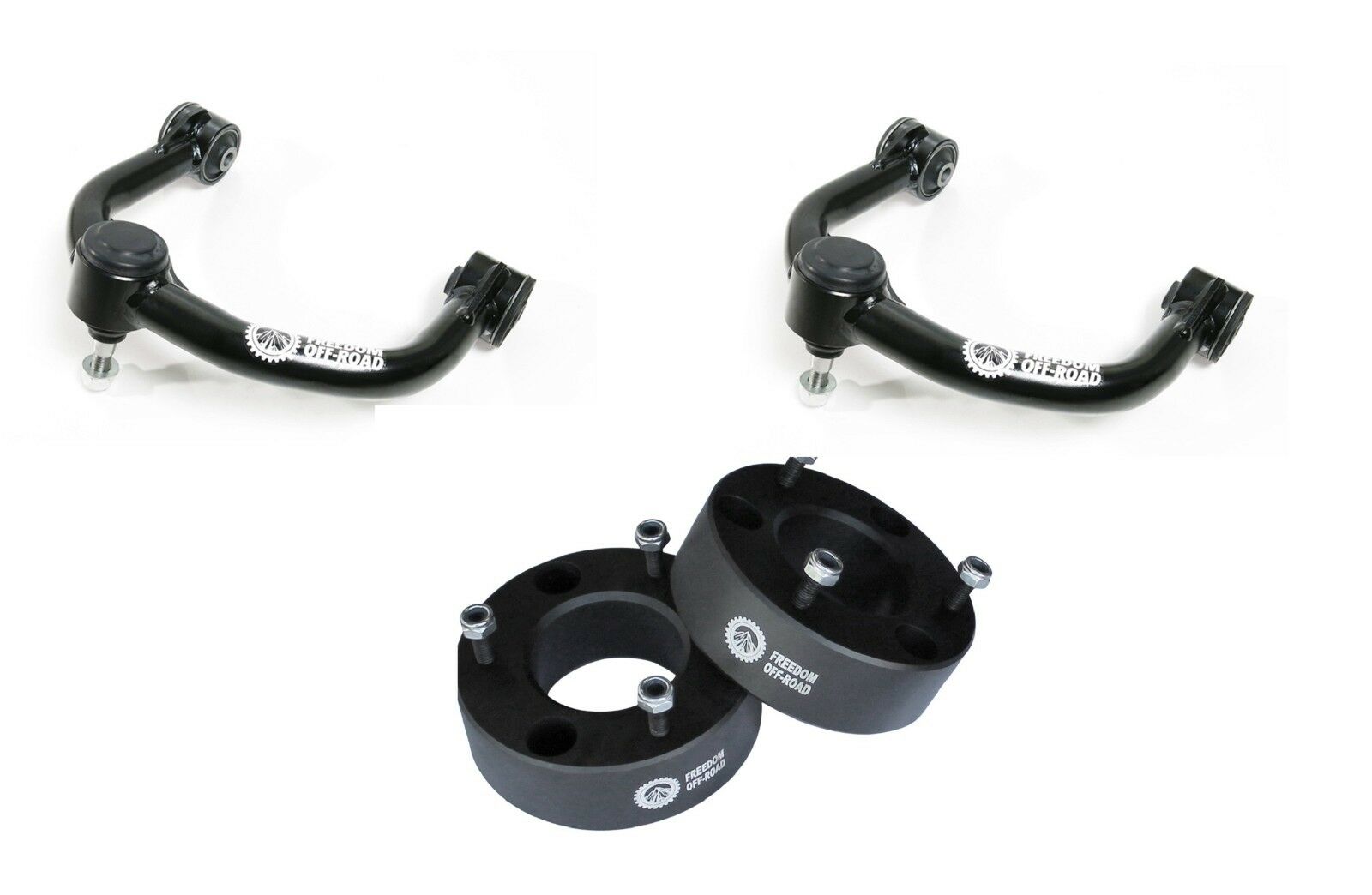 3-inch front strut spacer lift and upper control arms for 2004-2020 F-150 and 2006-2008 Mark LT by Freedom Off-Road.