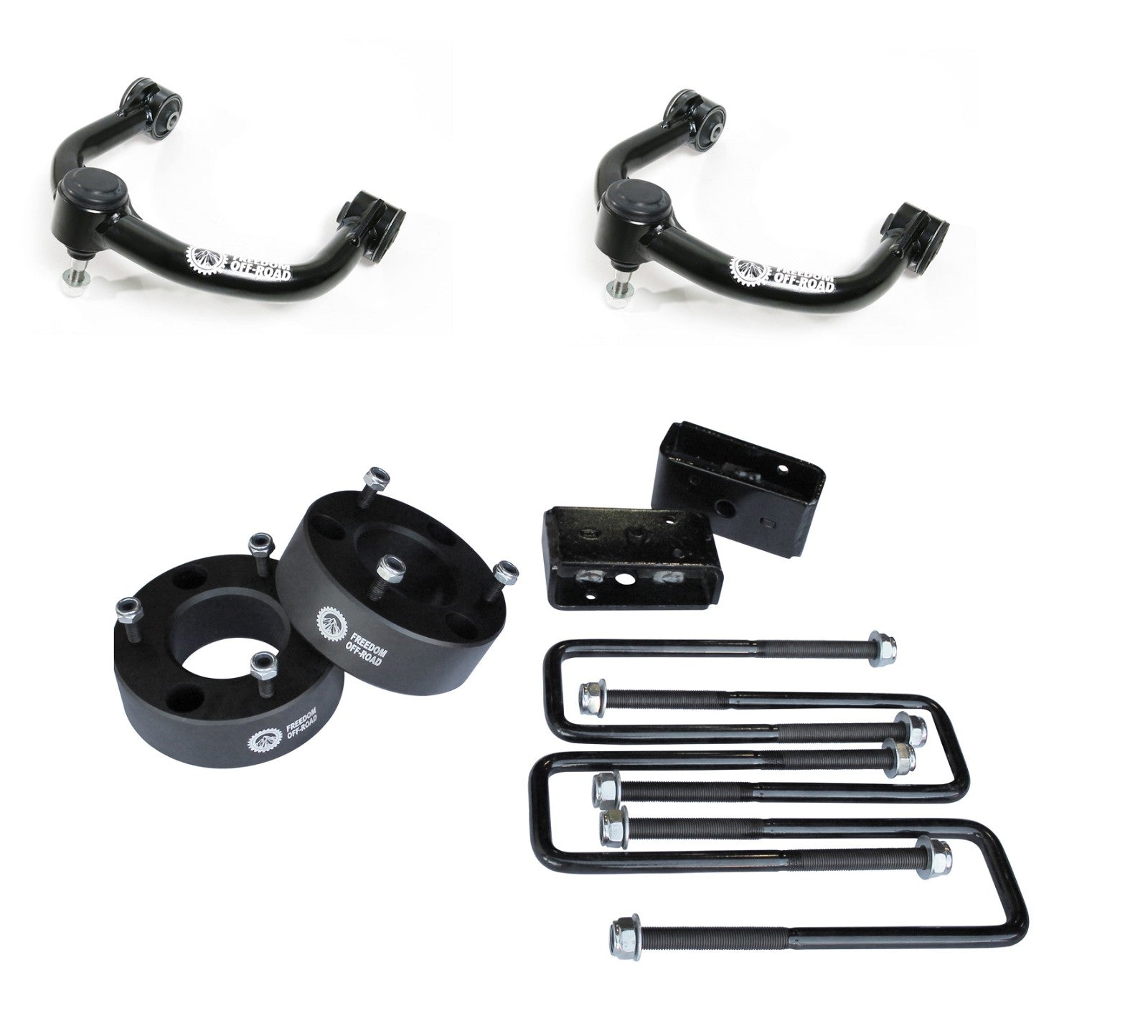 3" Front Strut Spacer / 3" Rear Lift Blocks w/ U Bolts + Lift Front Upper Control Arms #FO-F604-3AL+FO-F704FU