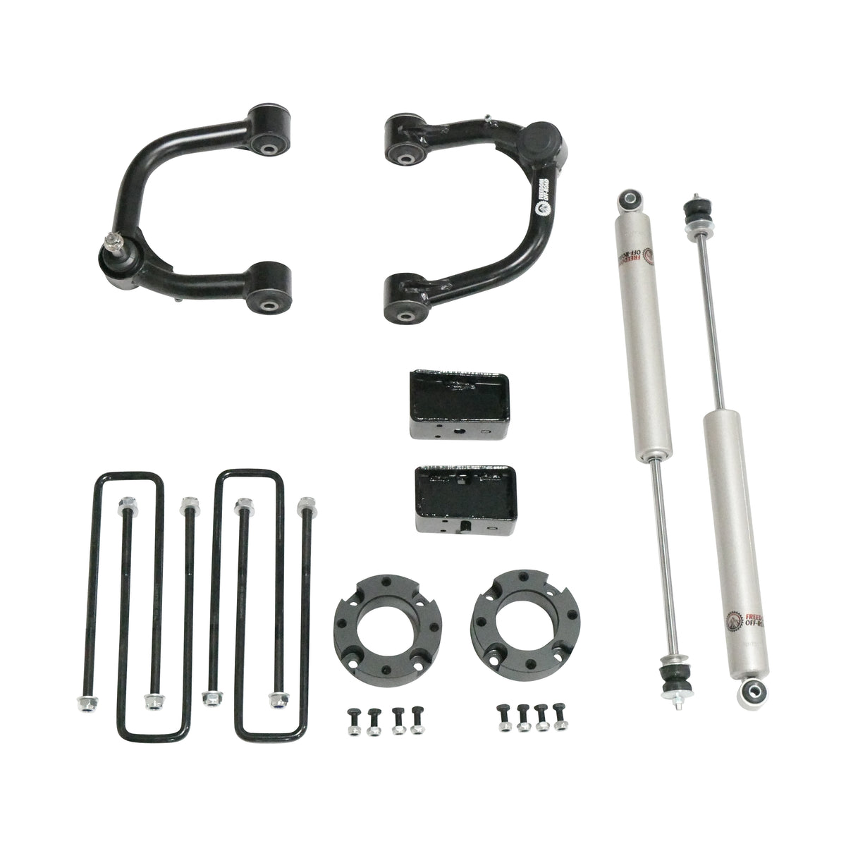 3 Inch Lift Kit Front Spacers w/ Rear Blocks, Shocks, and Control Arms 07-16 Chevrolet Silverado 1500/07-16 GMC Sierra 1500 Freedom Off-Road