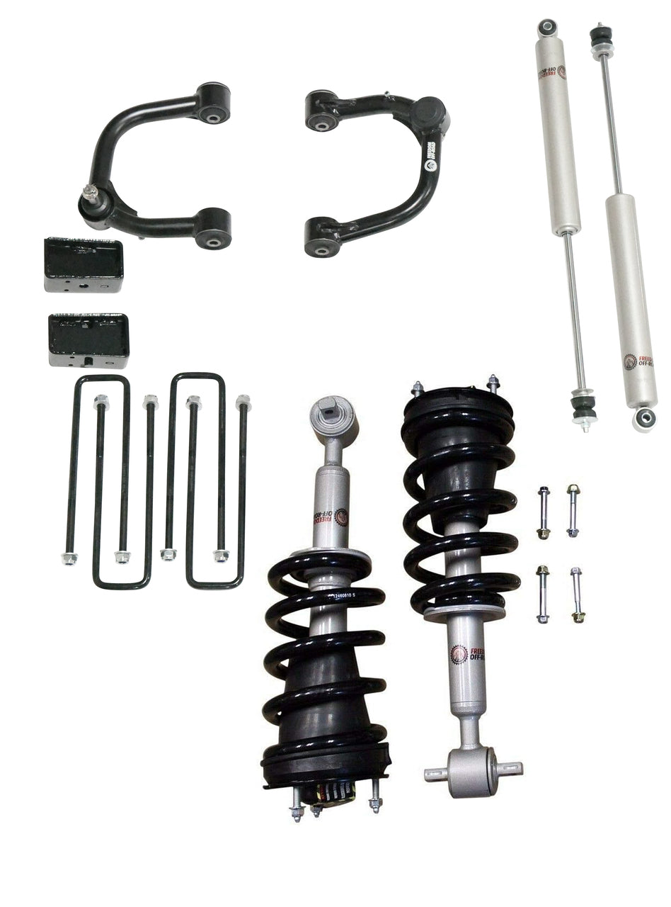 3 Inch Lift Kit Front Struts w/ Rear Blocks, Shocks, and Control Arms 07-16 Chevrolet Silverado 1500/07-16 GMC Sierra 1500 Freedom Off-Road