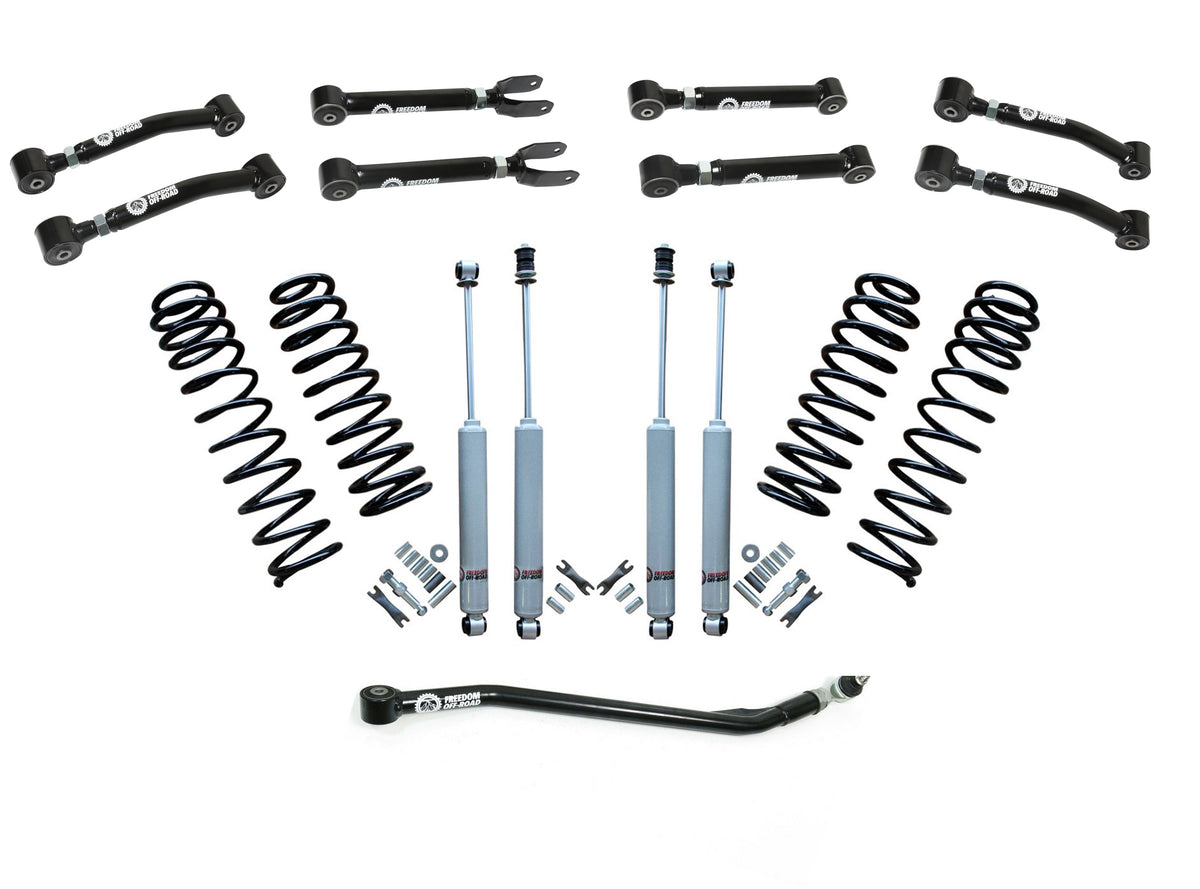 2.5 Inch Lift Kit w/ Shocks, Adjustable Control Arms, and Adjustable Front Track Bar 1997-2006 Jeep Wrangler TJ/1997-2006 Jeep LJ Freedom Off-Road