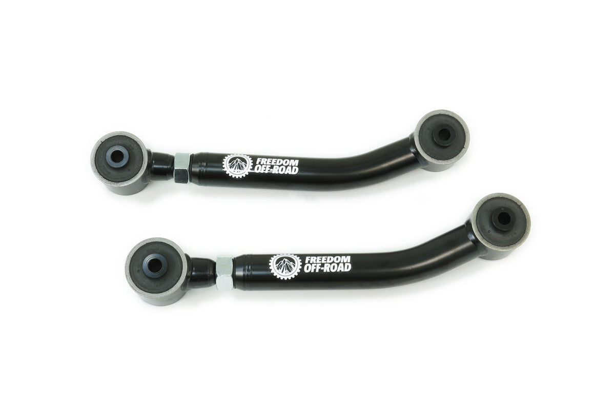 Adjustable front lower control arms for 99-04 Grand Cherokee, designed for 0-8 inch lift, by Freedom Off-Road.
