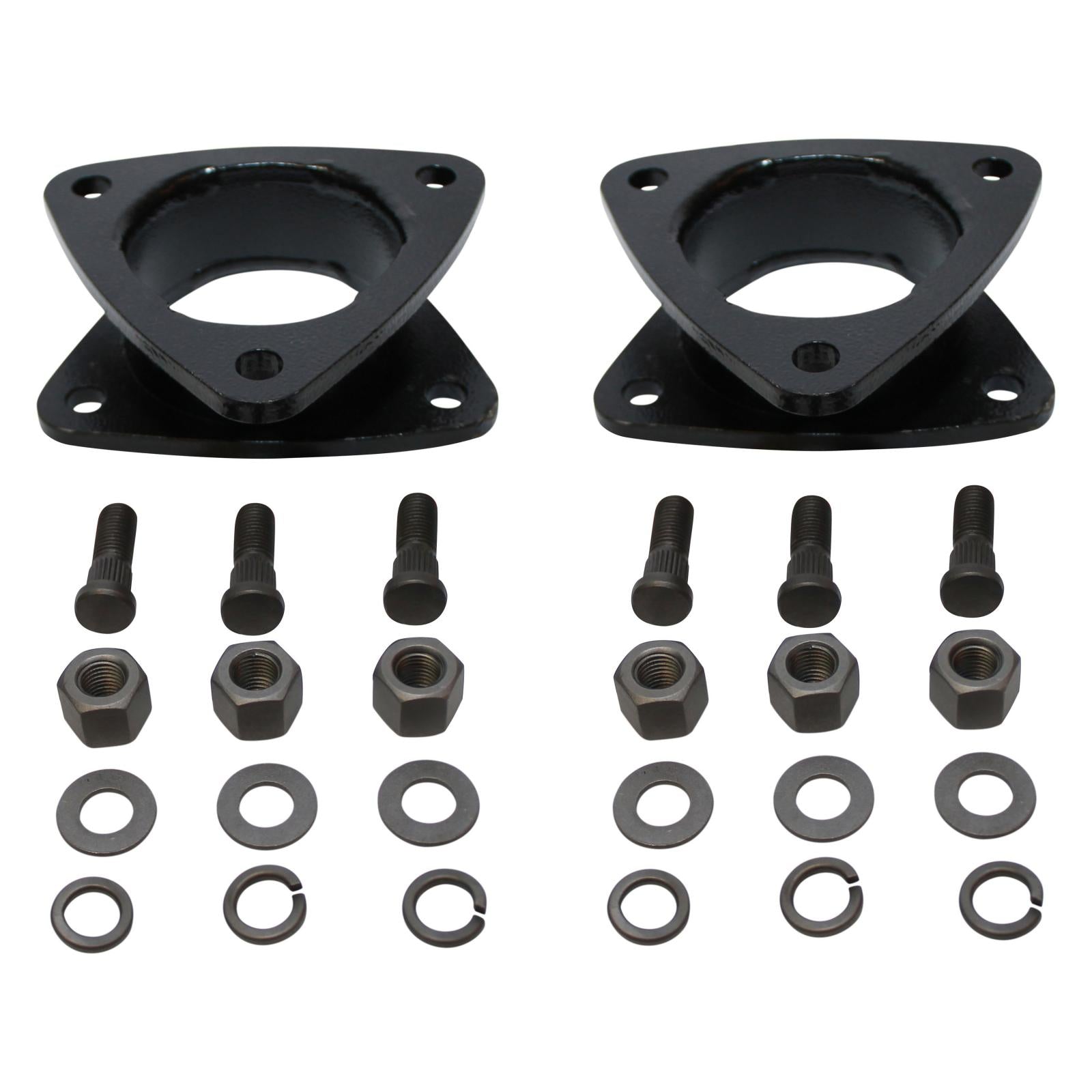 3-inch front strut spacers for 10-23 GX460, 03-09 GX470, 03-23 4Runner, 07-14 FJ Cruiser, 05-23 Tacoma with hardware.