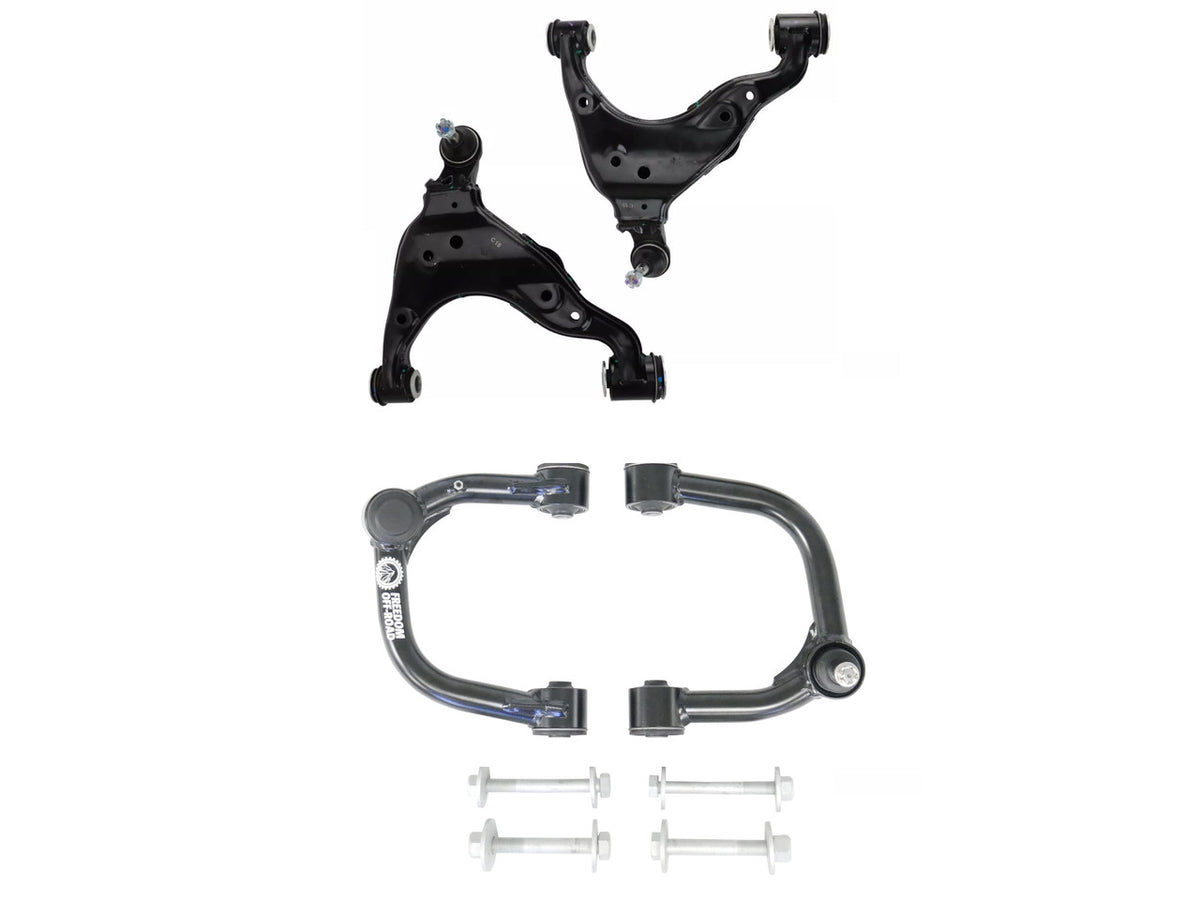 Front Upper and Lower Control Arms w/ Cam Bolts for 2-4 Inch Lift 2016-2023 Toyota Tacoma Freedom Off-Road