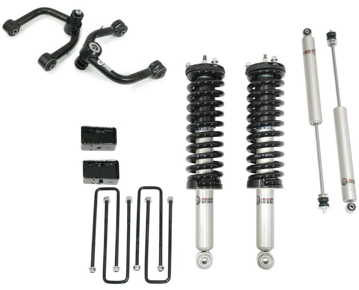 Front 3.5 Inch Lift Struts w/ Rear 3 Inch Blocks, Shocks, and Front Upper Control Arms 2000-2006 Toyota Tundra Freedom Off-Road