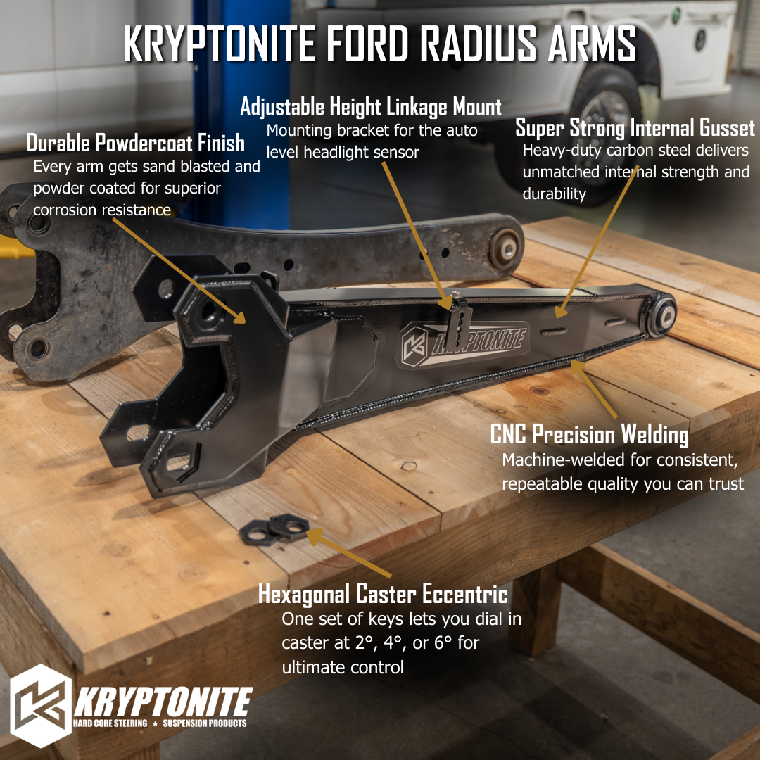 Kryptonite Radius Arm Kit for 2005-2026 Ford Super Duty F-250/F-350/F-450/F-550