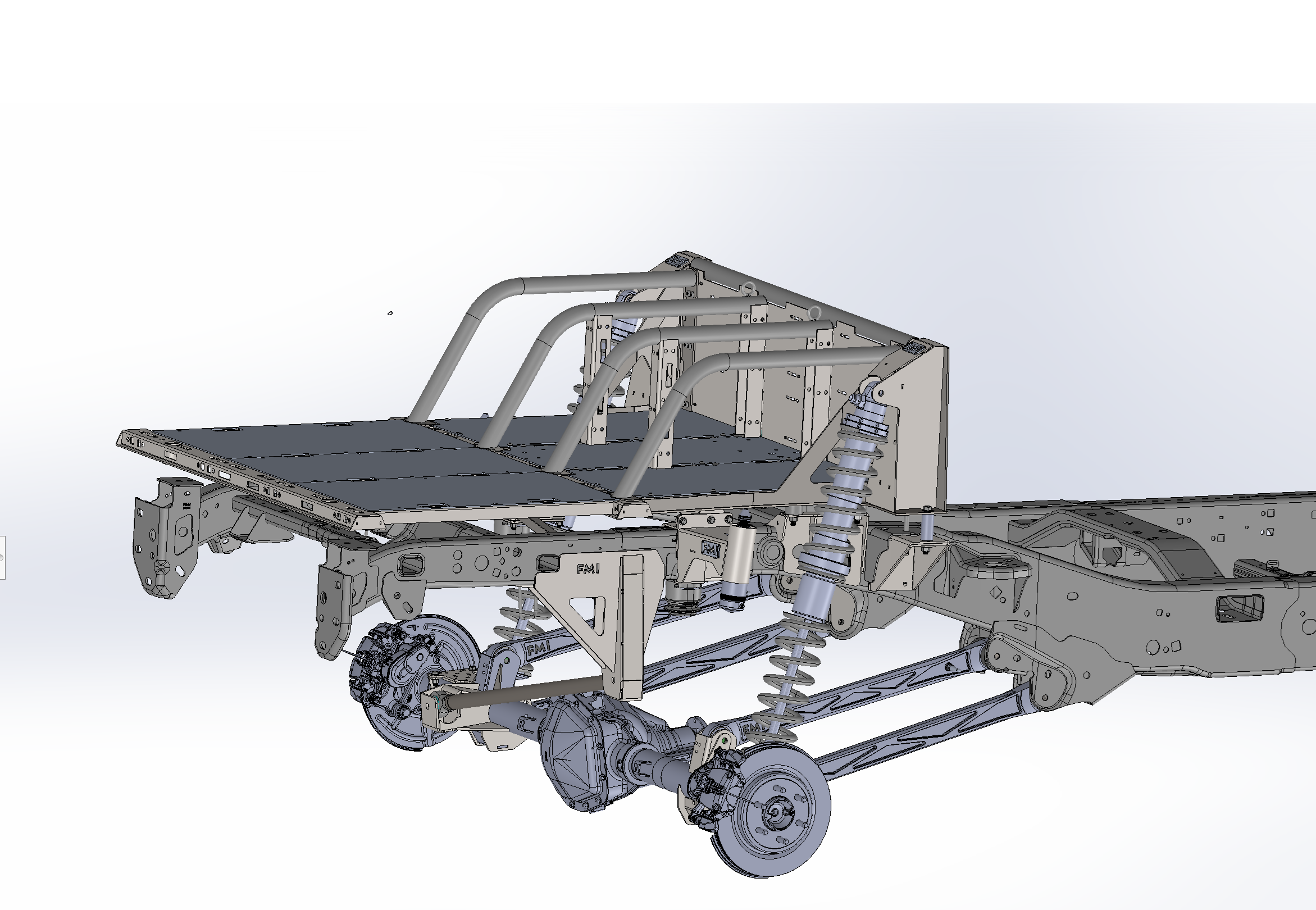 Long travel 5-link rear suspension coil over conversion kit for 2017-2020 F150 and Gen 2 Raptors, showcasing detailed design.