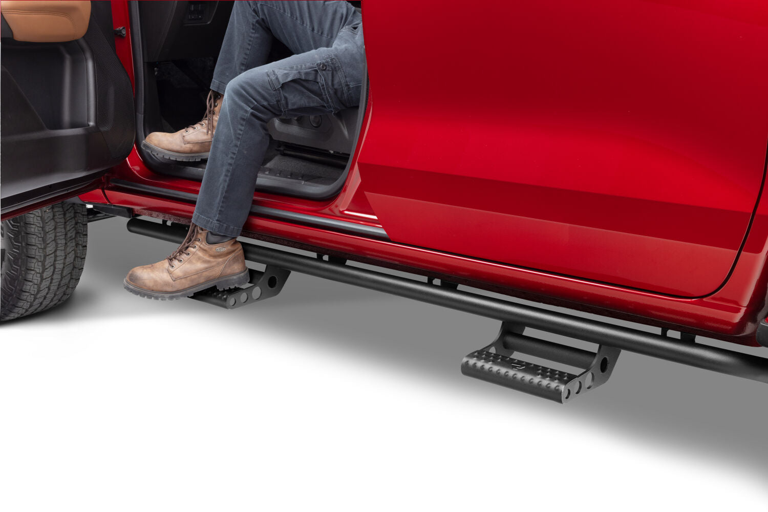 RKR Step System Cab Length (2 Step Mounts/2 Steps per Side) 1.75 Inch Rails 2015-2025 Chevy Colorado/GMC Canyon Crew Cab Textured Black NFab