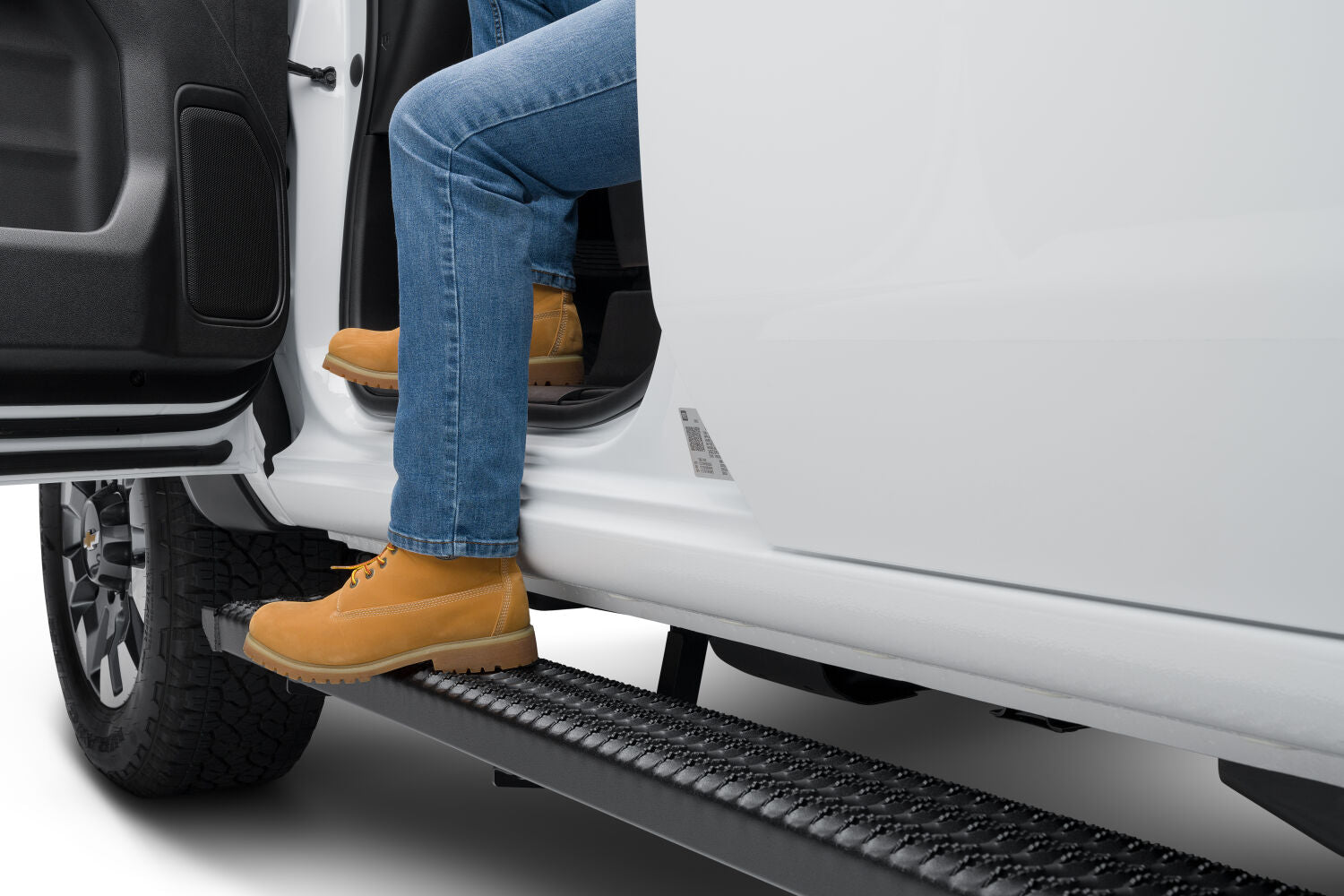 Growler Step System Cab Length (1 Step per Side) 7 Inch Board 2019 (New Body Style)-2025 Chevy Silverado/GMC Sierra 1500/2020-2025 2500 HD/3500 HD Double Cab Textured Black NFab