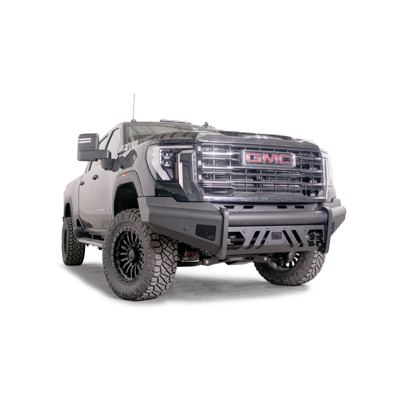 Fab Fours Elite Front Bumper w/ No Guard Black Steel w/ Sensor Incl. Tow Hooks Model GM24-Q6261-1