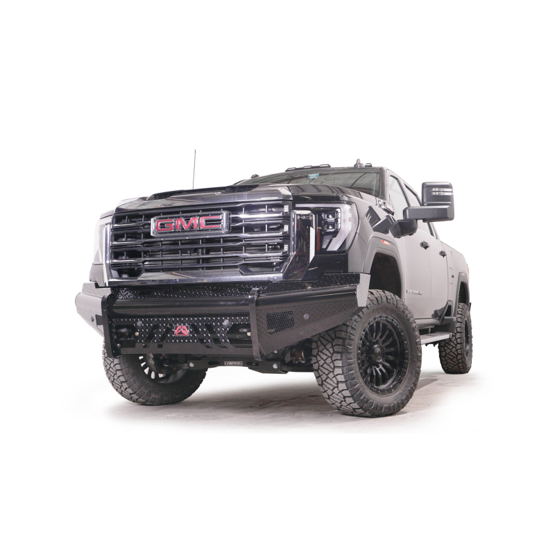 Fab Fours Black Steel Front Bumper w/ No Guard w/ Sensor Incl. Tow Hooks Model GM24-S6261-1