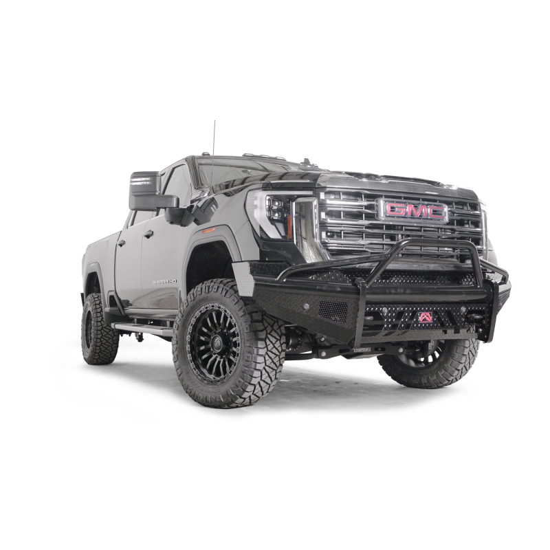 Fab Fours Black Steel Front Bumper w/ Pre-Runner Guard w/ Sensor Incl. Tow Hooks Model GM24-S6262-1