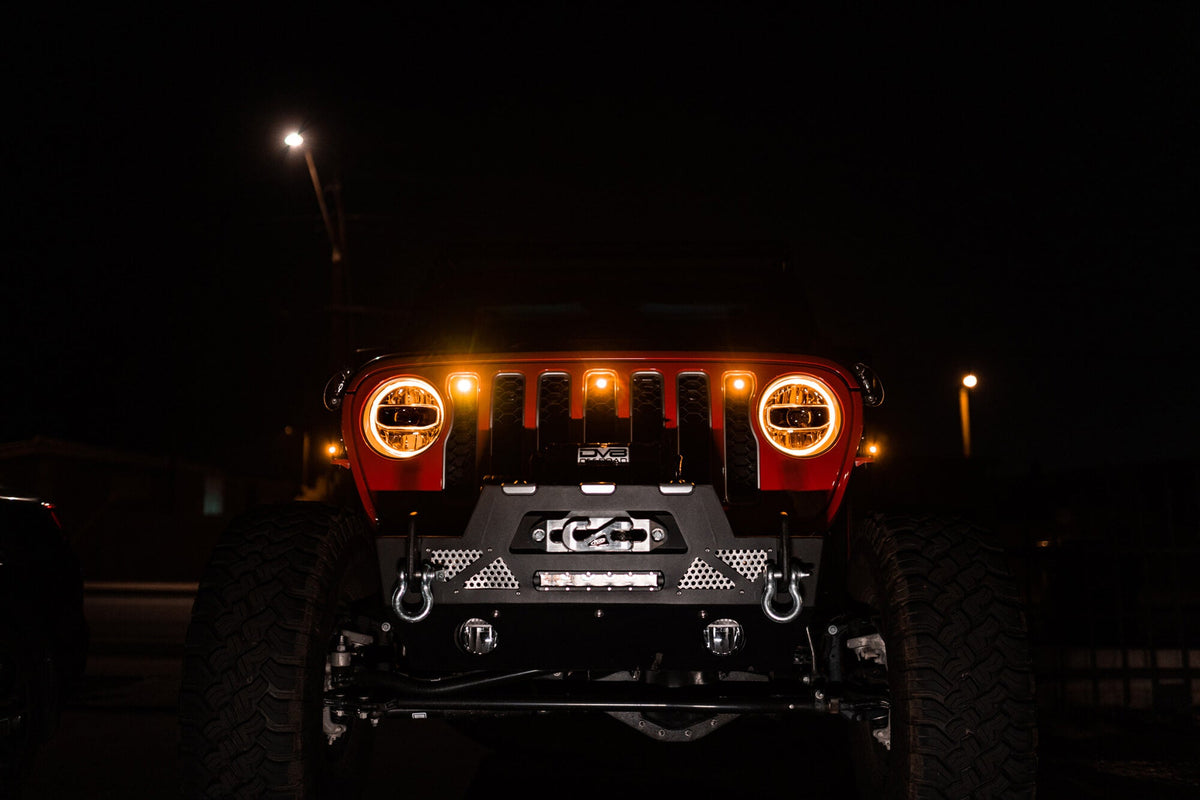 2018 2025 Jeep Wrangler JL JLU Gladiator JT Amber Grille Lights DV8 Offroad