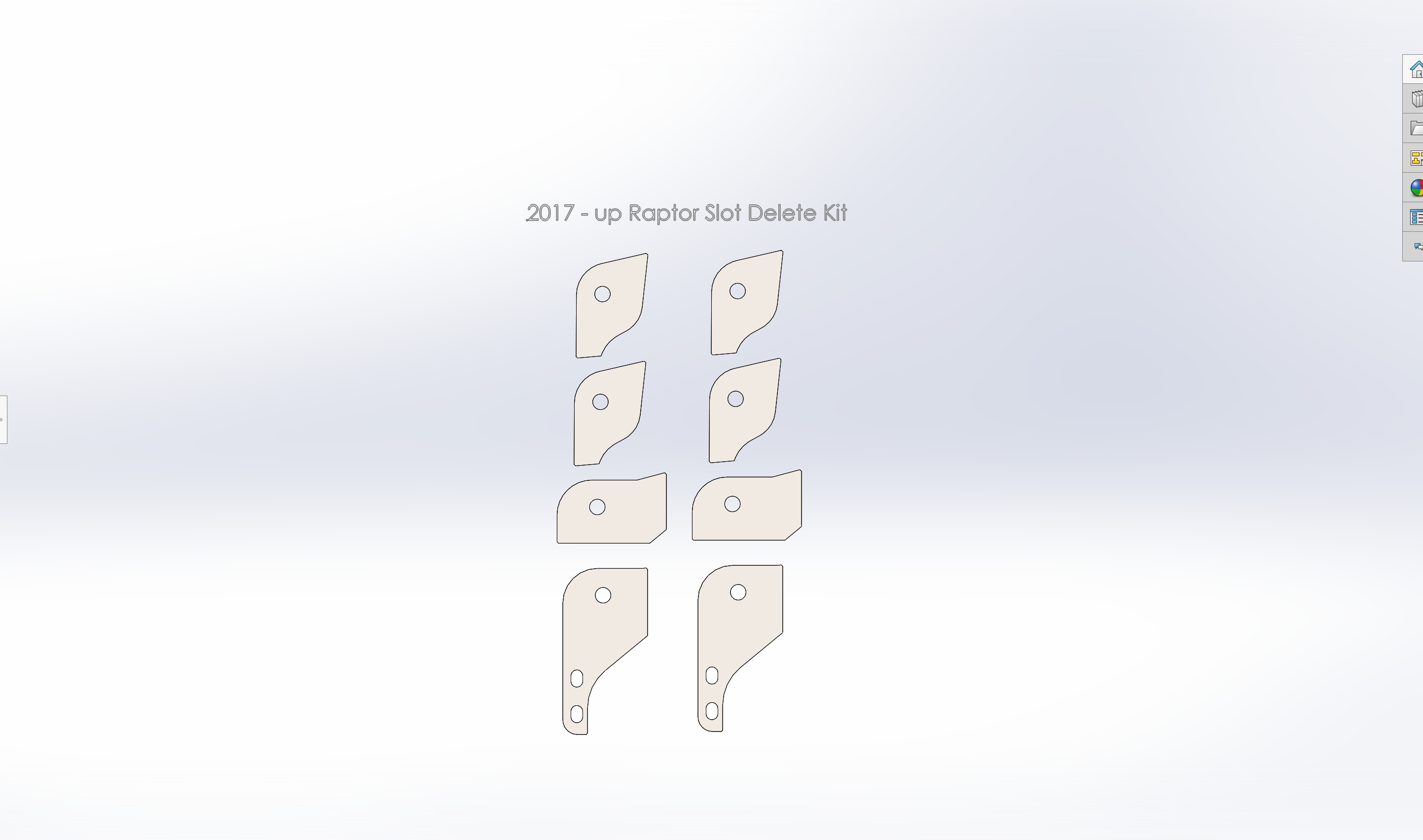 Weld-in plate kit for 2017 and newer Raptor lower arm slot delete, includes eight precision-cut plates.