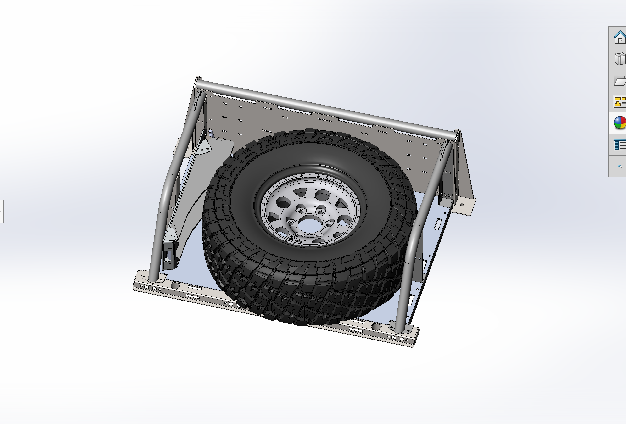 Modular bed organizer for 2017-2024 Ford Raptor and F150, designed to securely hold a spare tire and enhance truck storage.