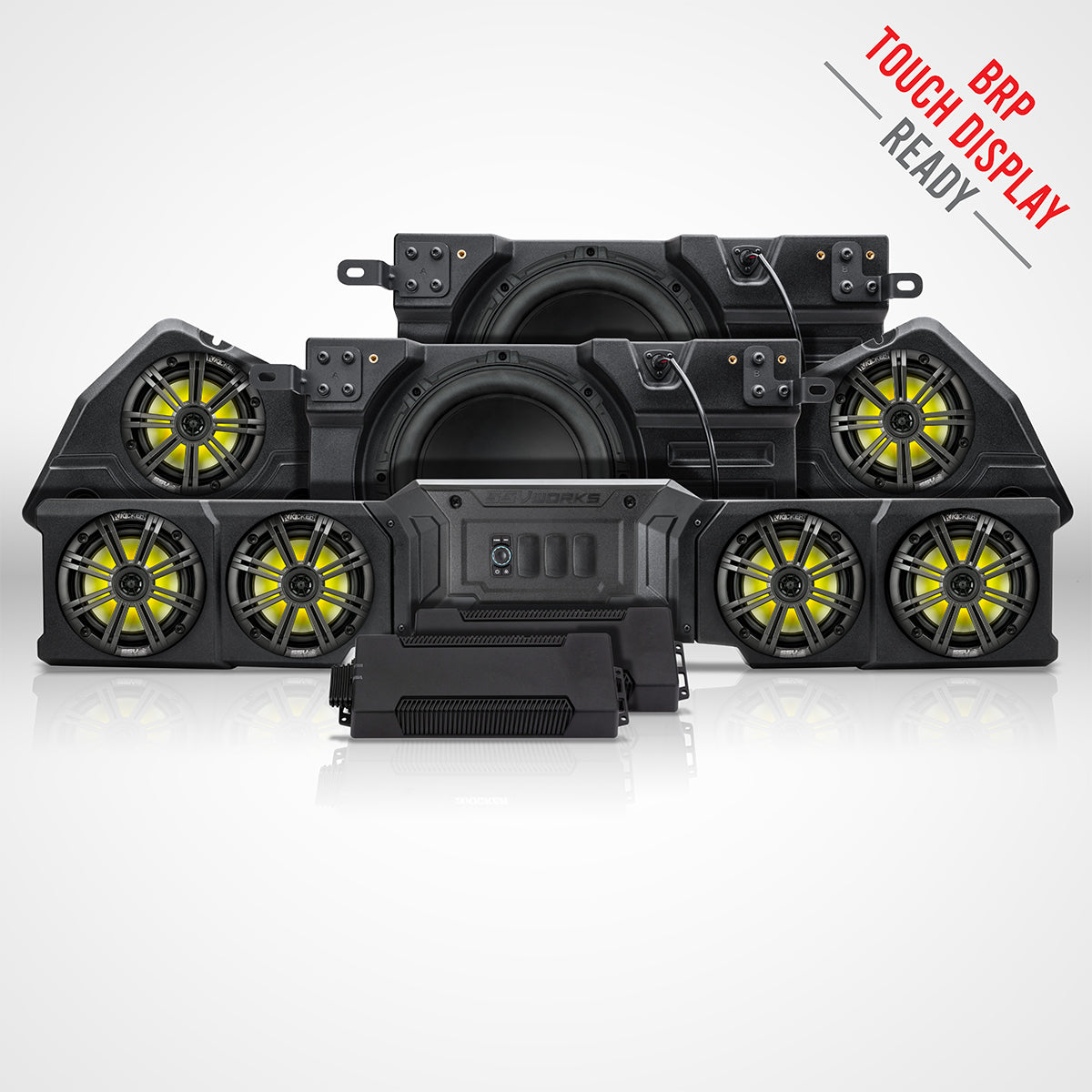 2026-Up CanAm Defender HD11 Phase-7 K-Spec 1,650watt 8-Speaker Audio Kit for BRP Touchscreen