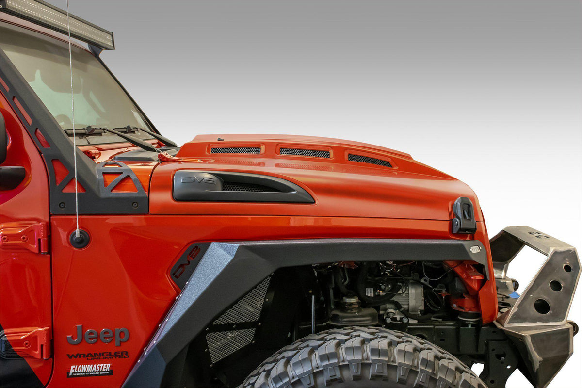 2018 2025 Jeep Wrangler JL JLU Gladiator JT Heat Dispersion Hood Non 392 or Non Mojave DV8 Offroad