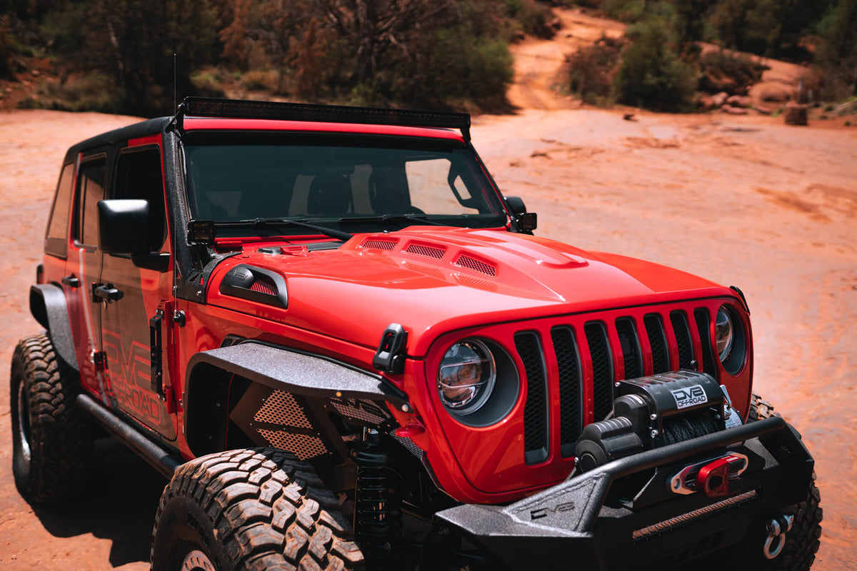2018 2025 Jeep Wrangler JL JLU Gladiator JT Heat Dispersion Hood Non 392 or Non Mojave DV8 Offroad