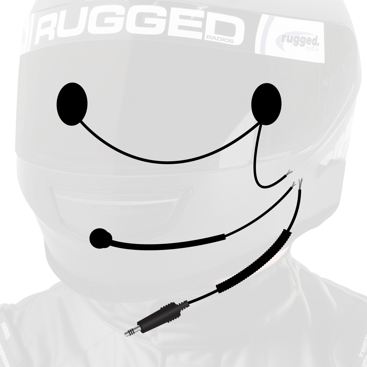 Peltor 4-Conductor Helmet Kits - Mic / 1/8 Ear Bud Jack / Coil Cord / Straight