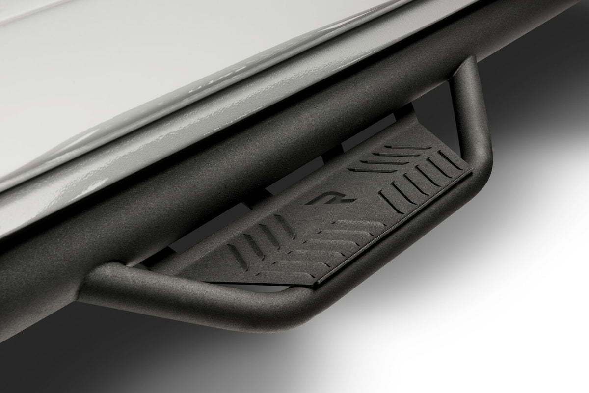 Podium Step LG Wheel-to-Wheel without Bed Access (2 Steps per Side) 3 Inch Main Tube Diameter 2015.5-2018 (2019-2024 Classic) Ram 1500 Quad Cab Textured Black NFab