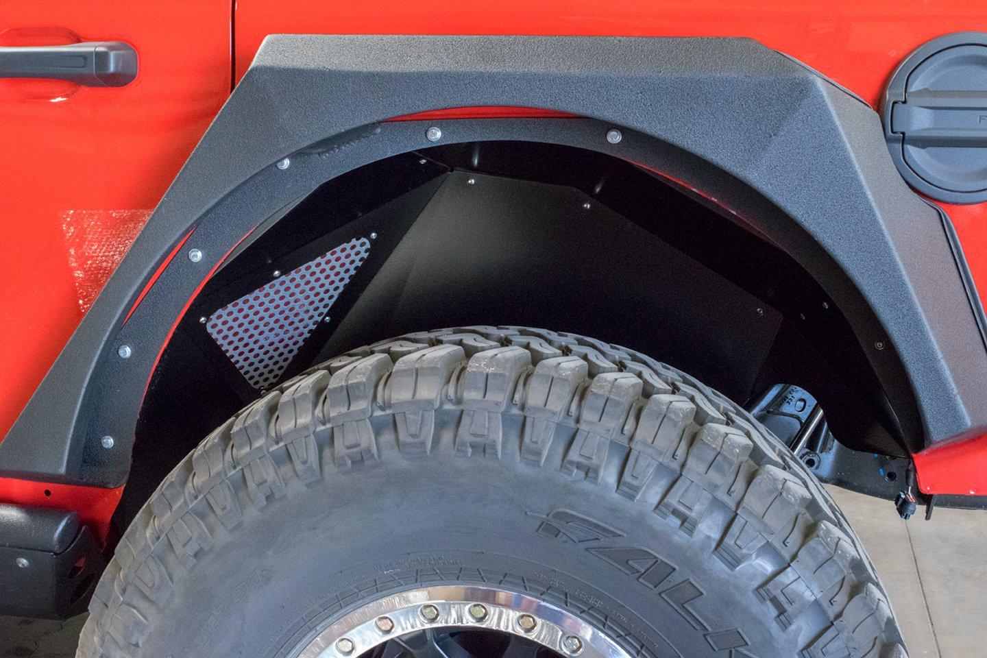 2018 2023 Jeep Wrangler JL JLU Rear Inner Fenders Black DV8 Offroad