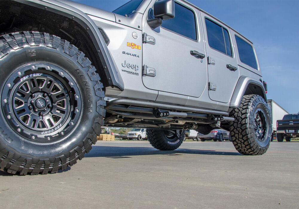 RKR Step System Full Length (1 Step Mount/1 Step per Side) 1.75 Inch Rails 2018-2026 Jeep Wrangler JL 4-Door Textured Black NFab