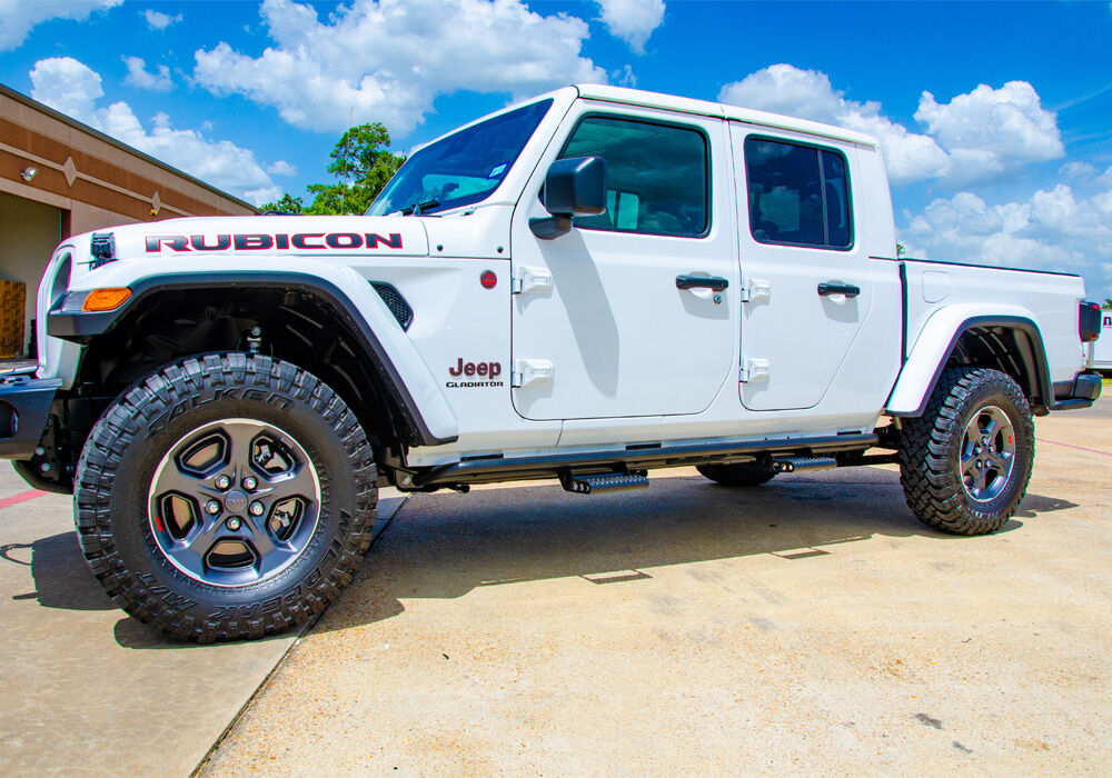 RKR Step System Full Length (1 Step Mount/1 Step per Side) 1.75 Inch Rails 2020-2025 Jeep Gladiator JT 4-Door Textured Black NFab