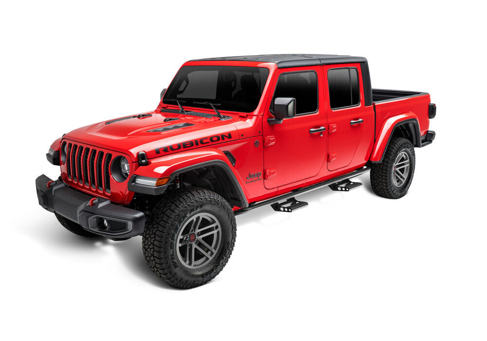 RKR Step System Full Length (1 Step Mount/1 Step per Side) 1.75 Inch Rails 2020-2025 Jeep Gladiator JT 4-Door Textured Black NFab