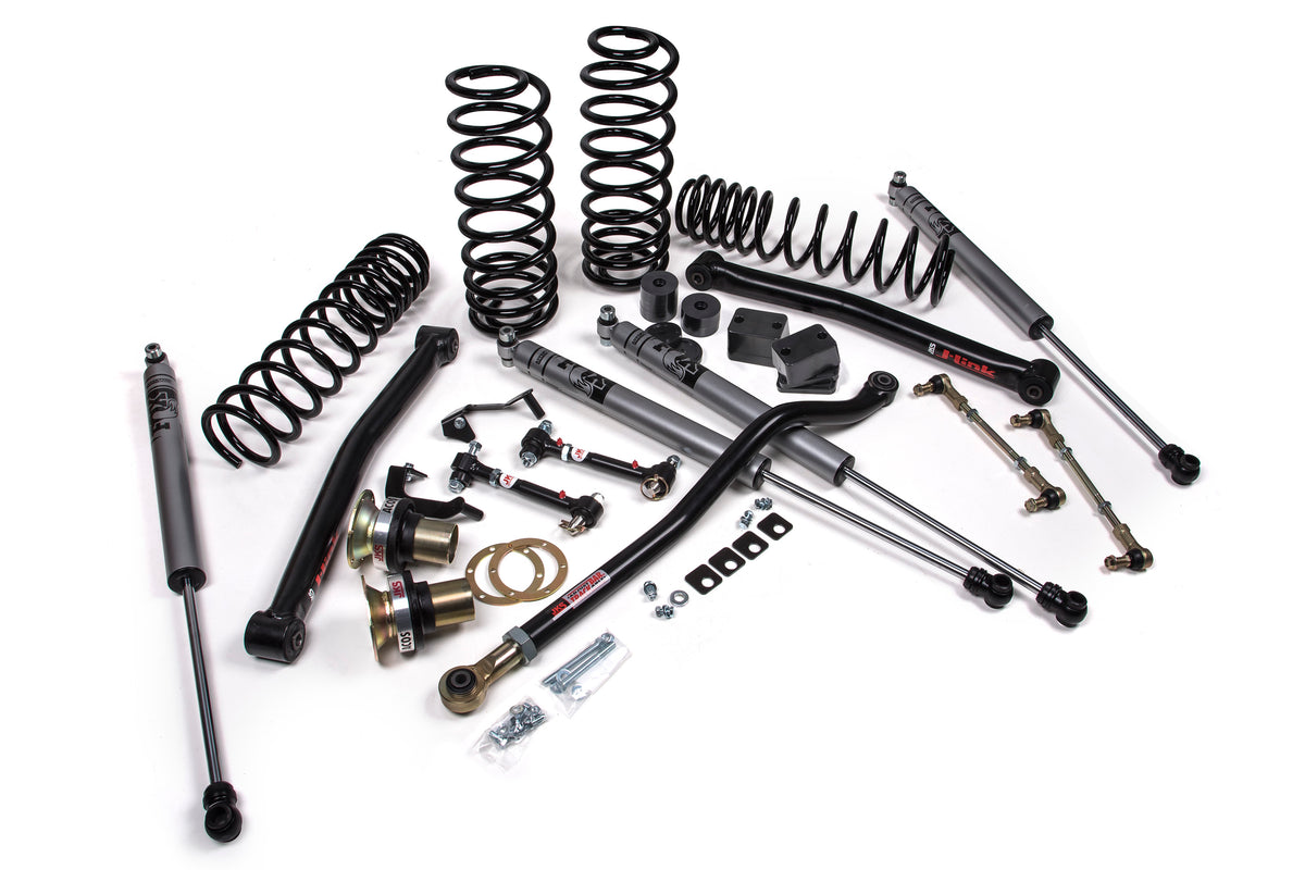 2018-2026 Jeep Wrangler JL J-Lander 3.5 Inch Lift Kit 4 Door w/Fox Adventure Series Shocks HD Rate Coils JSPEC