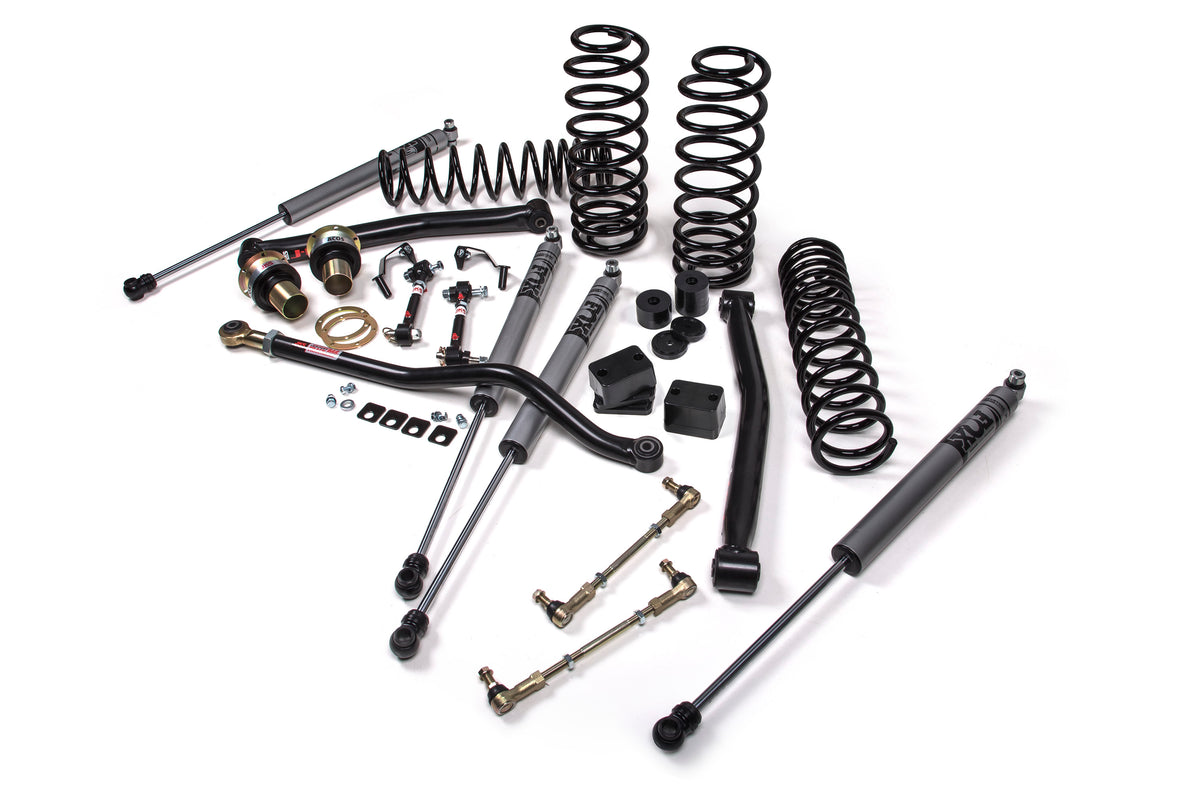 2018-2026 Jeep Wrangler JL J-Lander 3.5 Inch Lift Kit 4 Door w/Fox Adventure Series Shocks HD Rate Coils JSPEC
