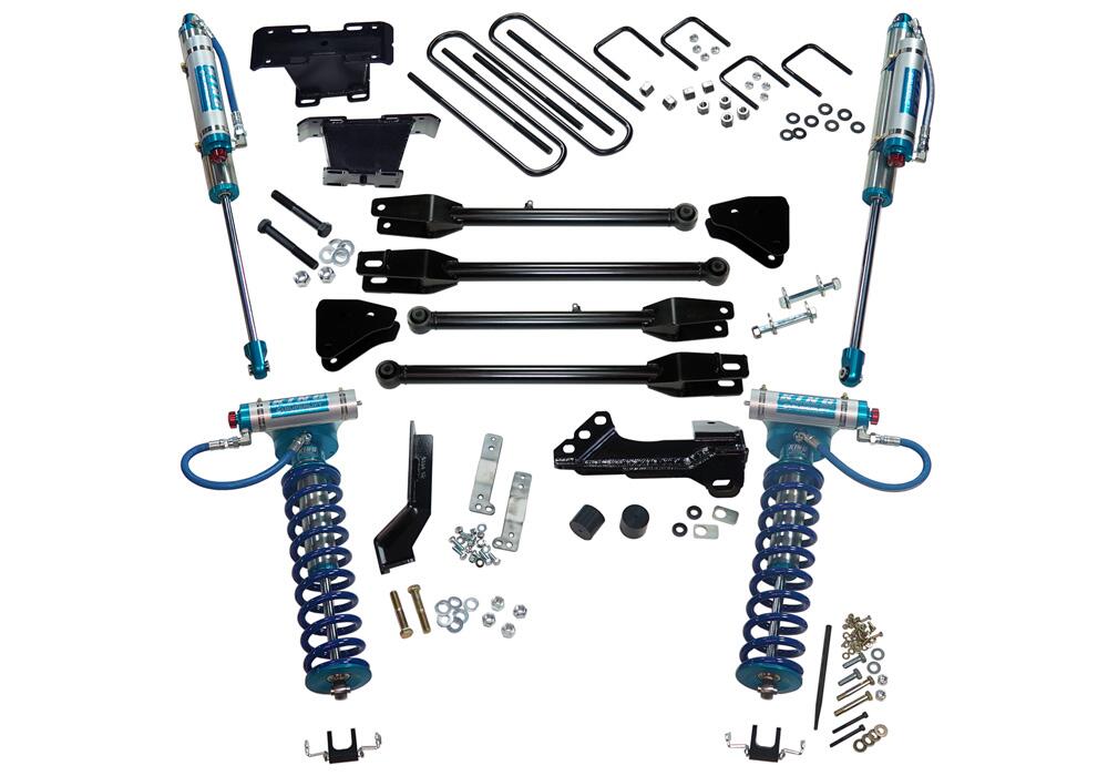 4 Inch King Edition 4-Link Lift Kit 2017-2022 Ford F-250 and F-350 Super Duty with King Front Coilovers and King Reservoir Rear Shocks 4WD Superlift