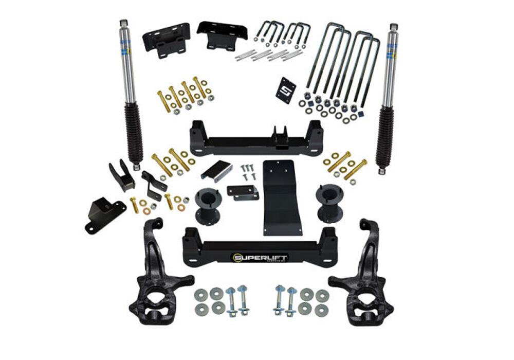 4 Inch Lift Kit 2019 (New Body Style)-2024 Chevy Silverado/GMC Sierra 1500 4WD with Aluminum or Stamped Steel Control Arms with Bilstein Rear Shocks Trailboss or AT4 Superlift