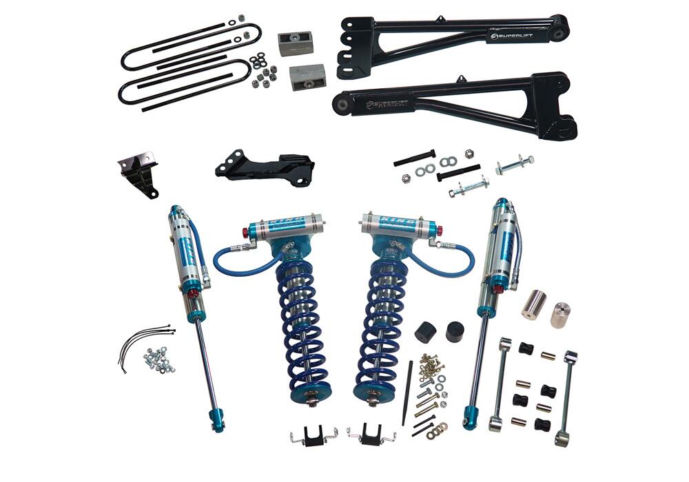 4 Inch Lift Kit 2008-2010 Ford F-250 and F-350 Super Duty 4WD with Replacement Radius Arms, King Coilovers and King rear Shocks Superlift