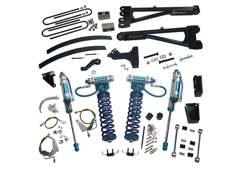8 Inch Lift Kit 2008-2010 Ford F-250 and F-350 Super Duty 4WD with Replacement Radius Arms, King Coilovers and King rear Shocks Superlift