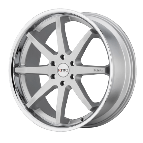 KM715 24X10 6X135 BRUSH SLV CHR LIP 30MM