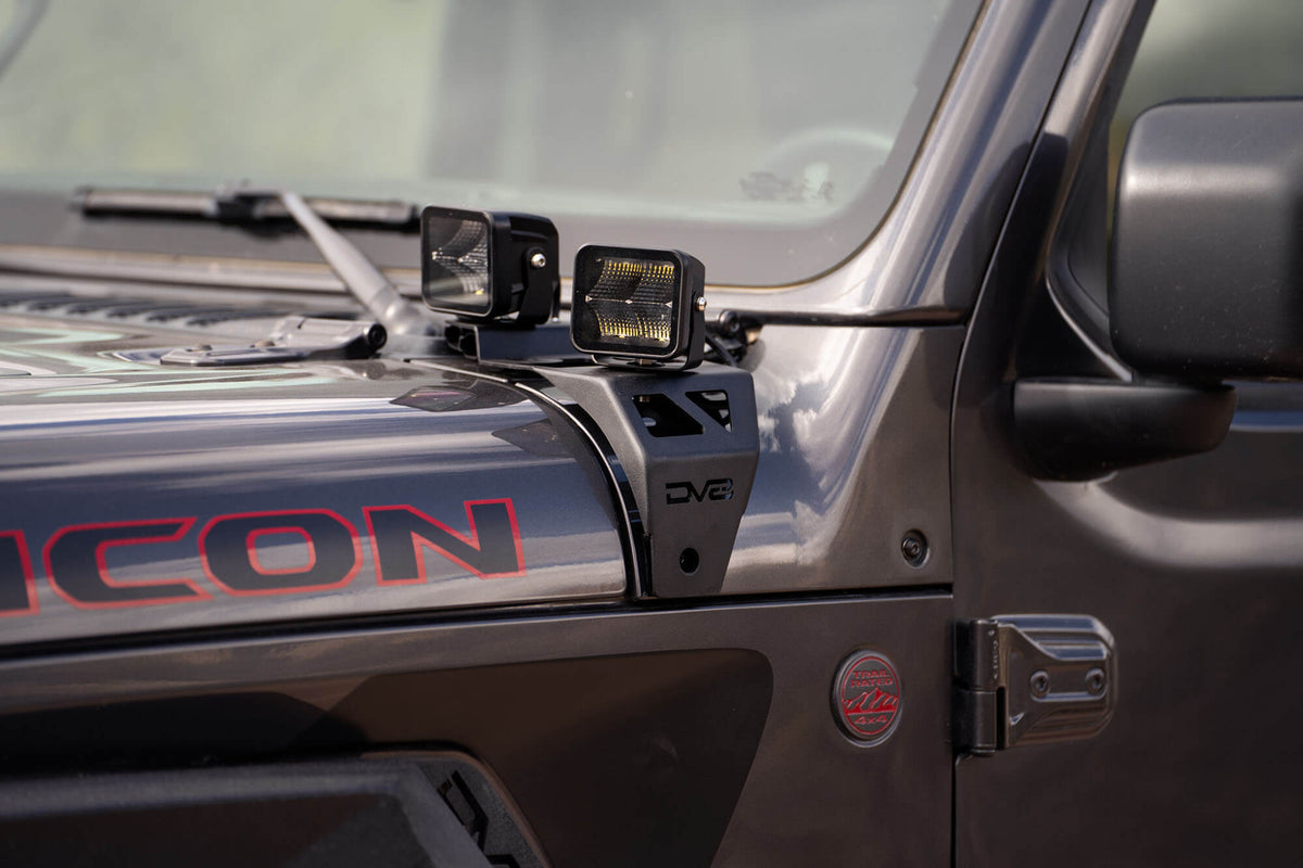 2018 2025 Jeep Wrangler JL JLU Gladiator JT A Pillar Dual Pod Light Mounts DV8 Offroad